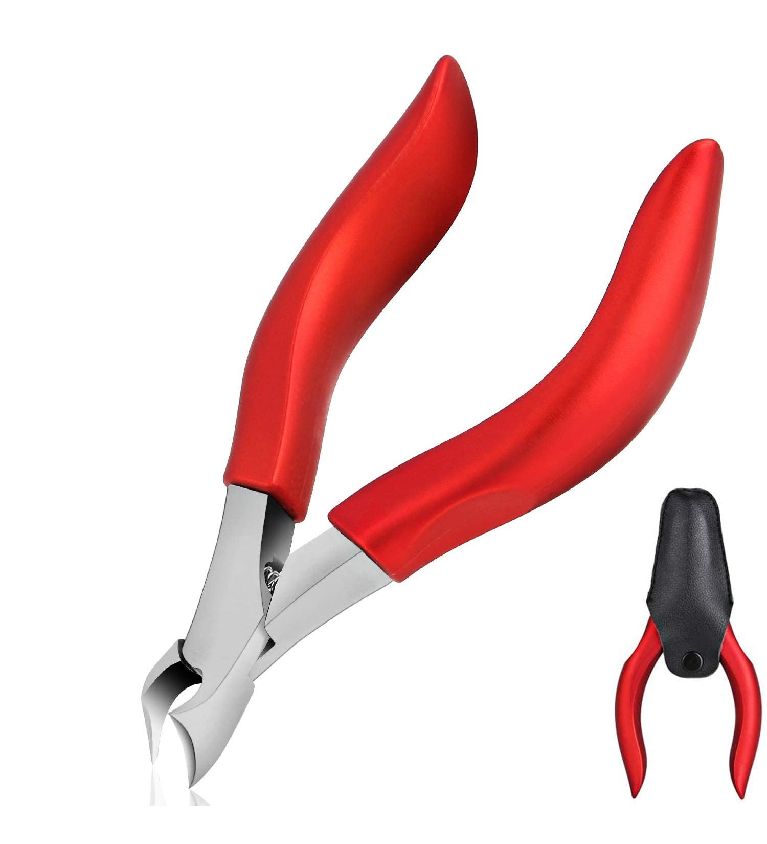 Professional Heavy Duty Toenail Clippers for Thick Nails & Ingrown Toenail Treatment - Long Handle Safety Scissors for Seniors, Men, Women - RONAVO Think toenails (Red) - Buy Online on GoSupps.com