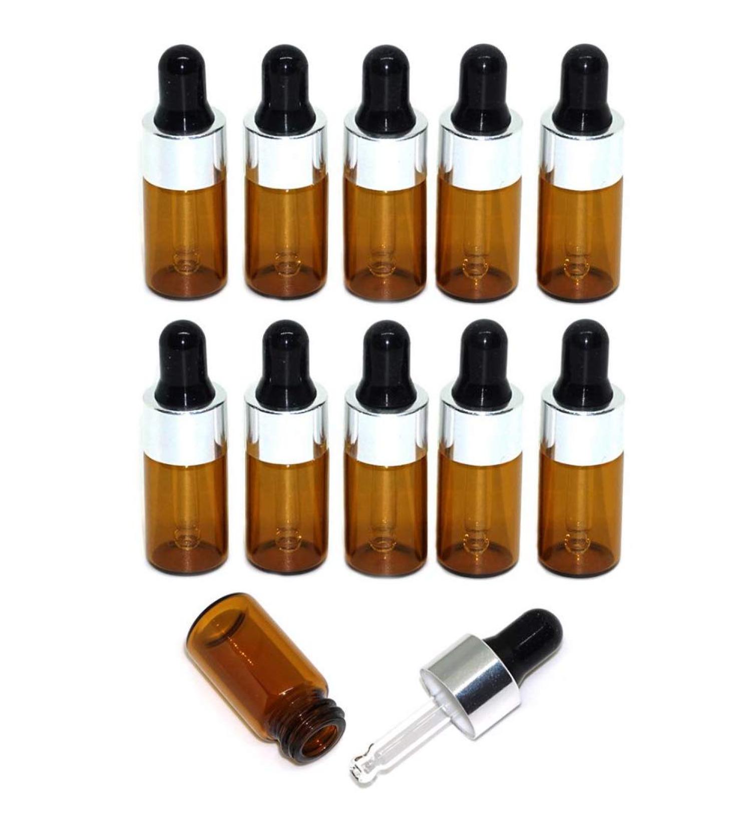 12pcs 3ml Mini Glass Drip Bottles | Brown Essential Oil & Perfume Bottles with Pipette - Portable Aromatherapy Holders - Buy Online on GoSupps.com