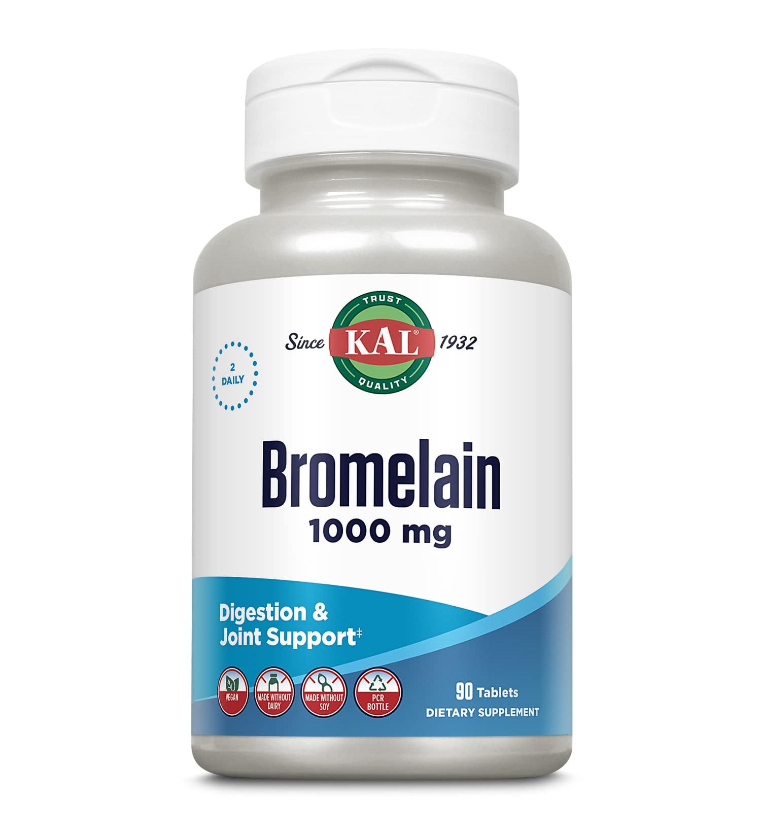KAL Bromelain Tablets 1000mg - 90 Count | Premium Quality Supplement - Buy Online on GoSupps.com