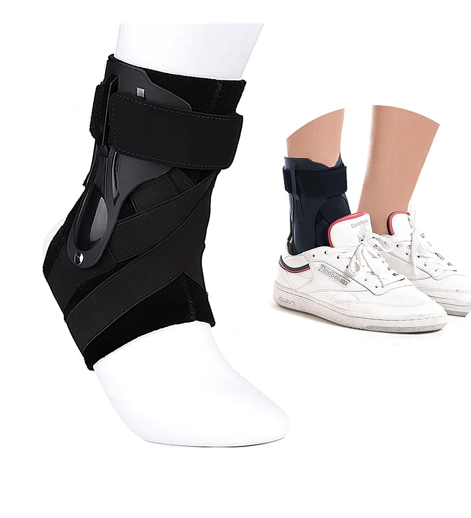 Chlffua Ankle Support Brace | Side Stabilizers | Cross Fixing Belt | Sports Injury Recovery | Sprain Arthritis Relief - Black S - Buy Online on GoSupps.com