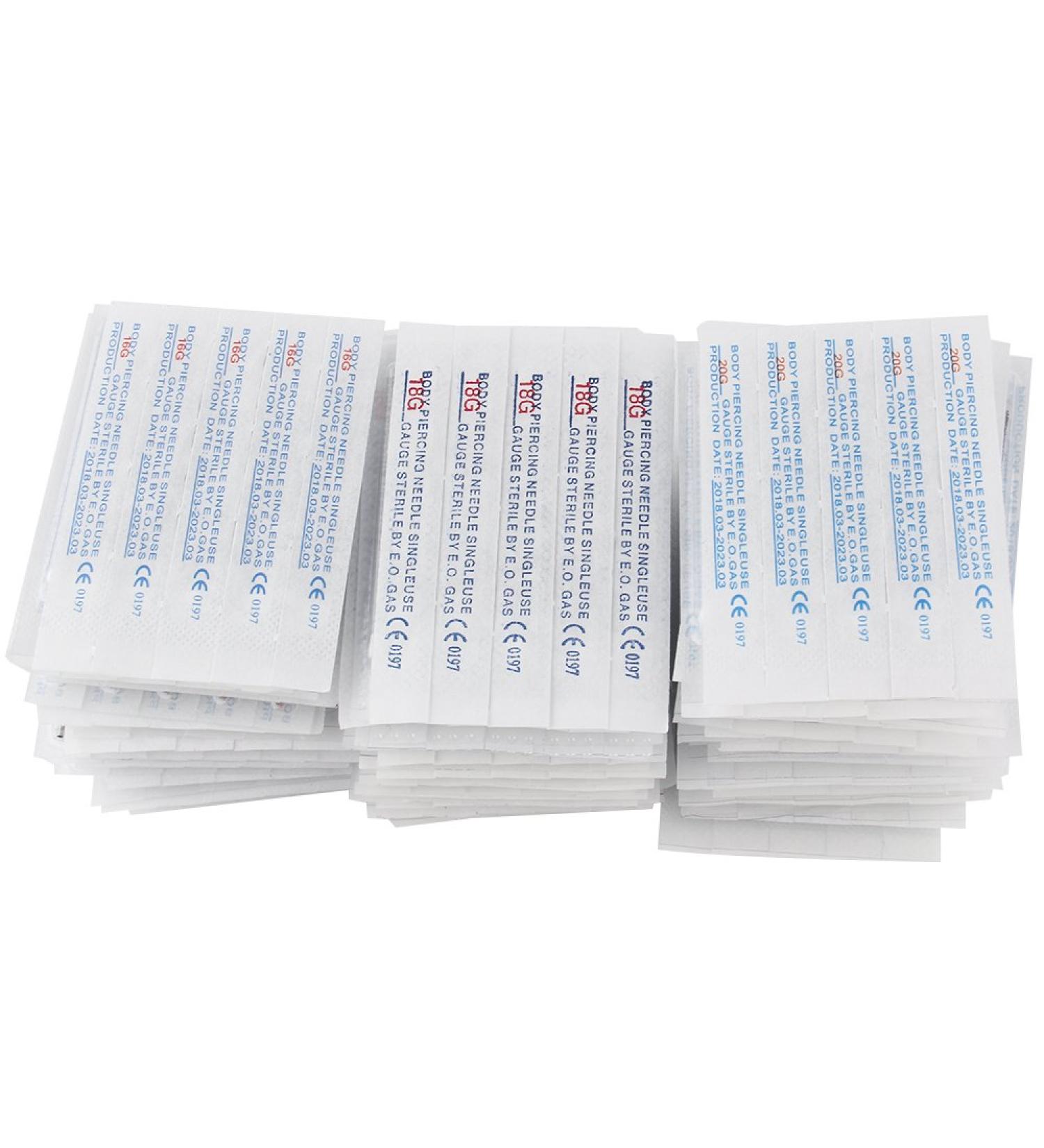 100PCS Sterile Disposable Body Piercing Needles - Mixed Sizes 8G to 20G for Ear Nose Navel Nipple Piercing - Safe & High-Quality - Buy Online on GoSupps.com
