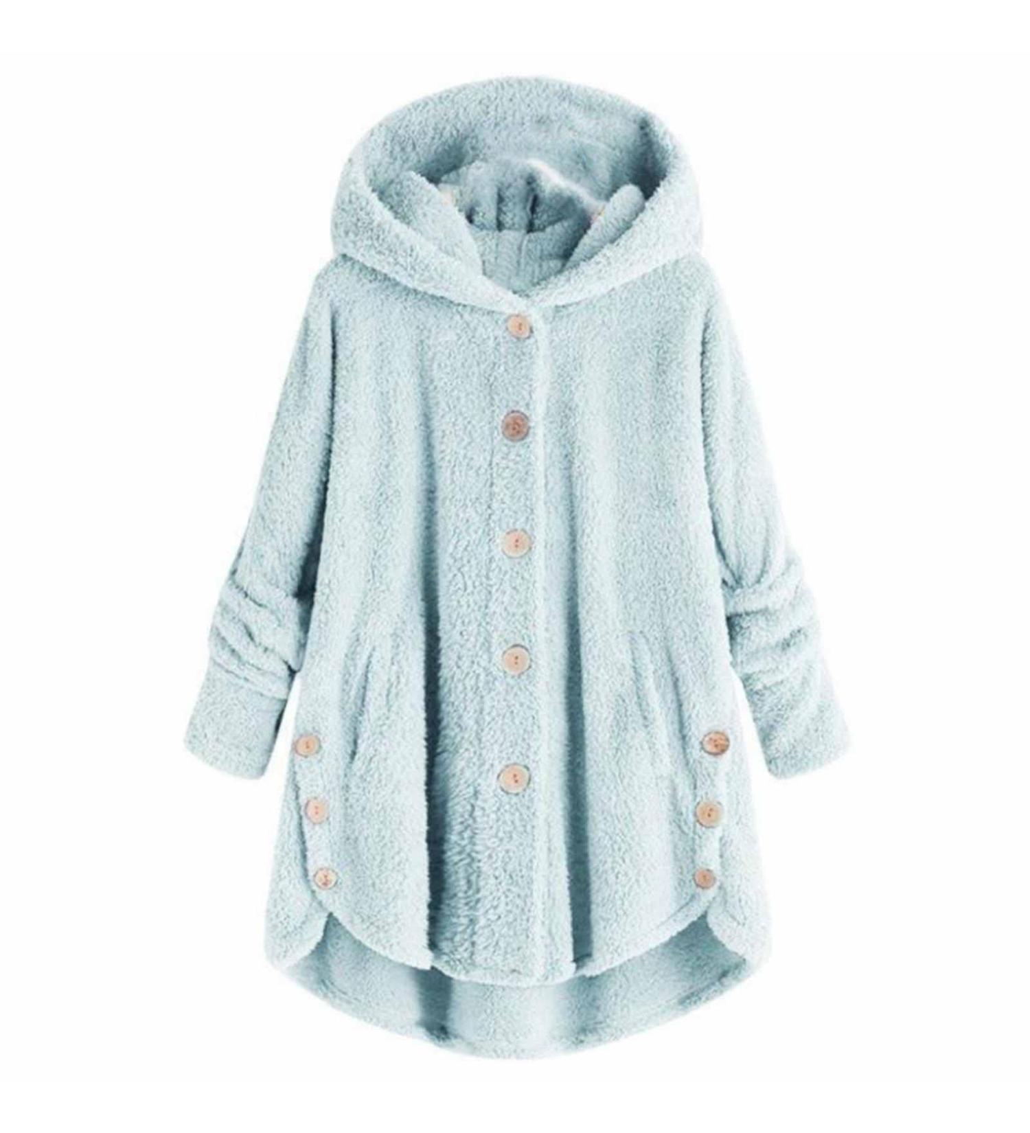 Hanxiulin Women's Fleece Jacket | Plush Lined Light Blue Down Coat - 4XL Premium Outdoor Winter Wear - Buy Online on GoSupps.com