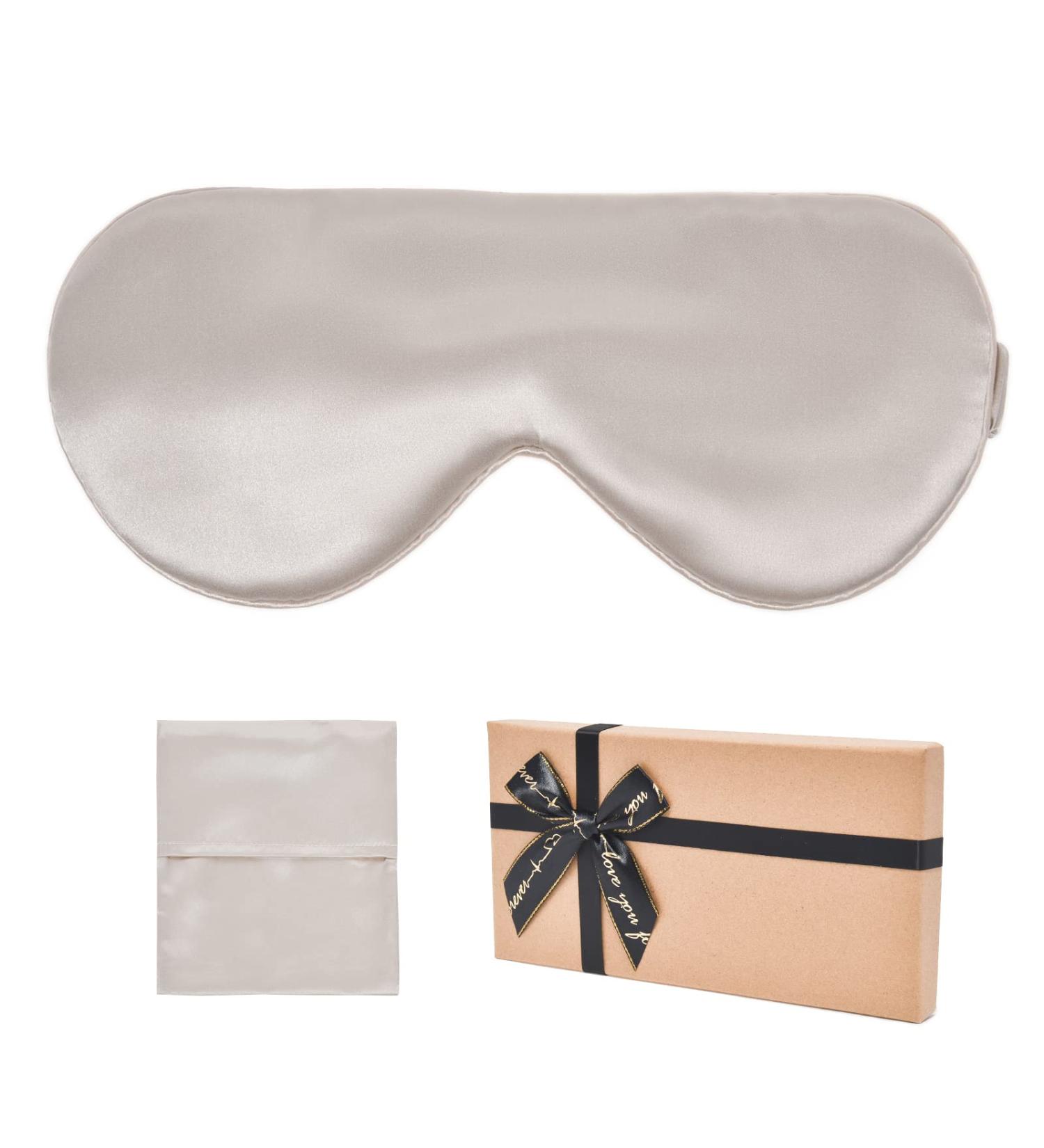 Seciiwod Silk Sleep Mask - 100% Mulberry Silk, Light-Proof, Breathable & Skin-Friendly - Champagne - Buy Online on GoSupps.com