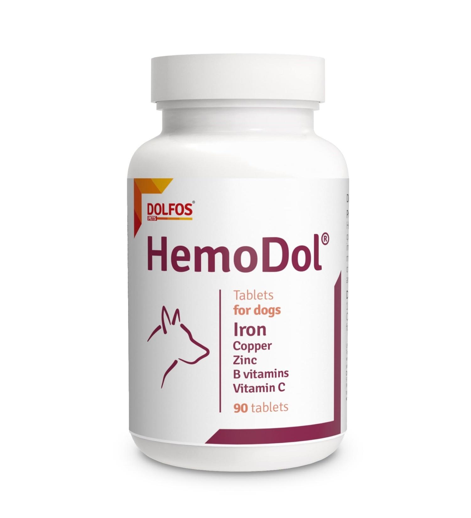 PETS Dolfos HemoDol 90 tablets Iron Support for Dogs Copper Zinc B Vitamins