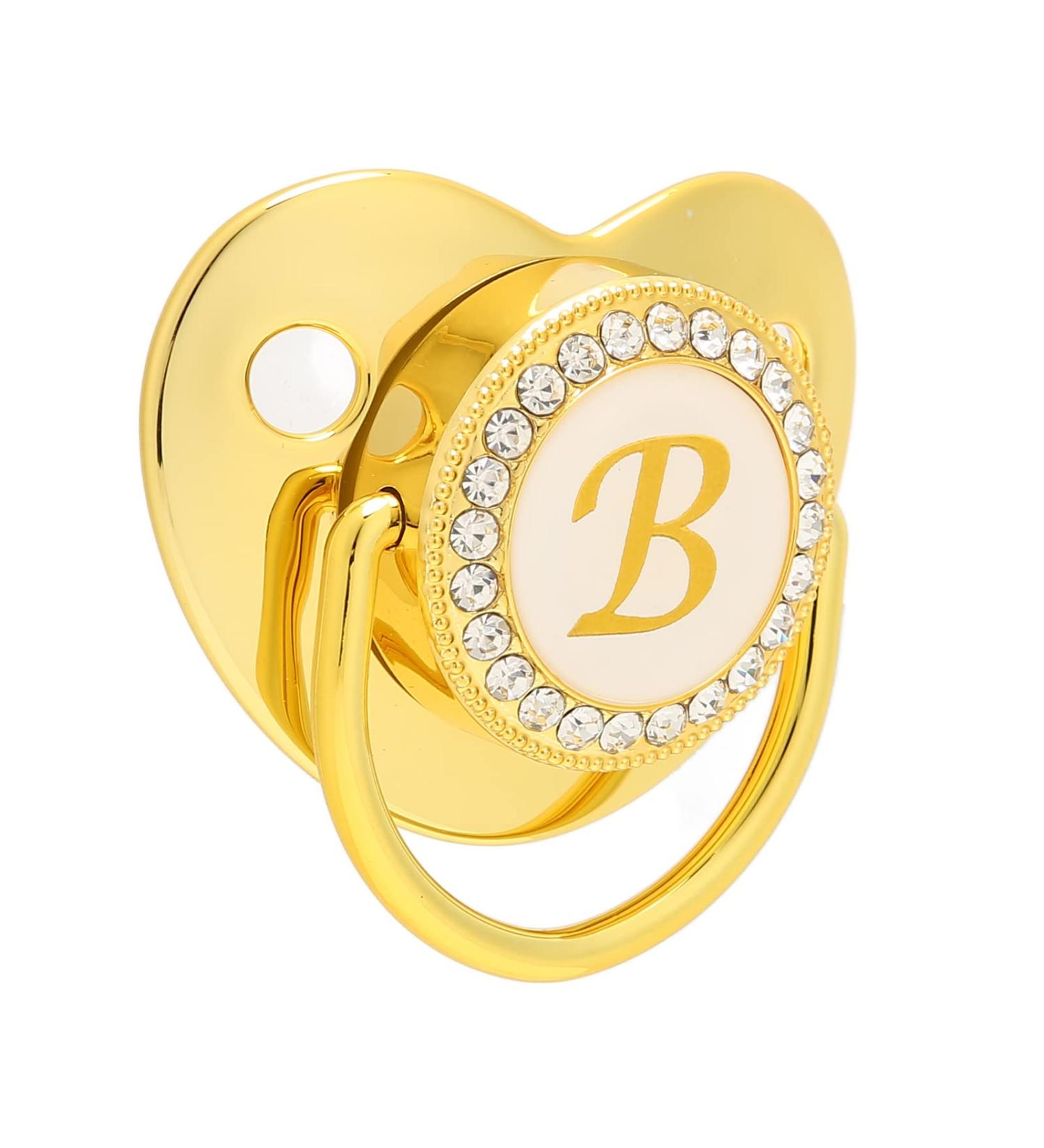 Golden Baby Pacifier - Odorless & Soft Alphabet Design (B) for 6-18 Months - Safe Lightweight & Durable - Buy Online on GoSupps.com