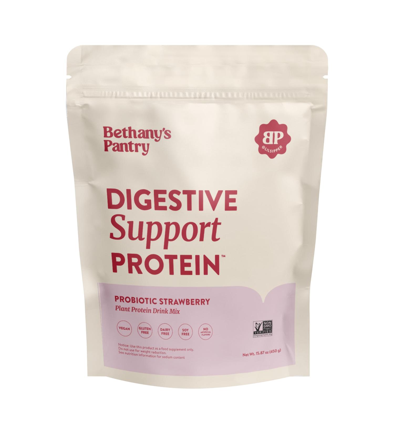 BETHANY'S PANTRY Digestive Support Protein - Probiotics for Digestive Health Strawberry - Clean Lean Protein - Premium Vegan Pea Protein Powder Plant Based - 20 Servings 1lb (Pack of 1) - Buy Online on GoSupps.com