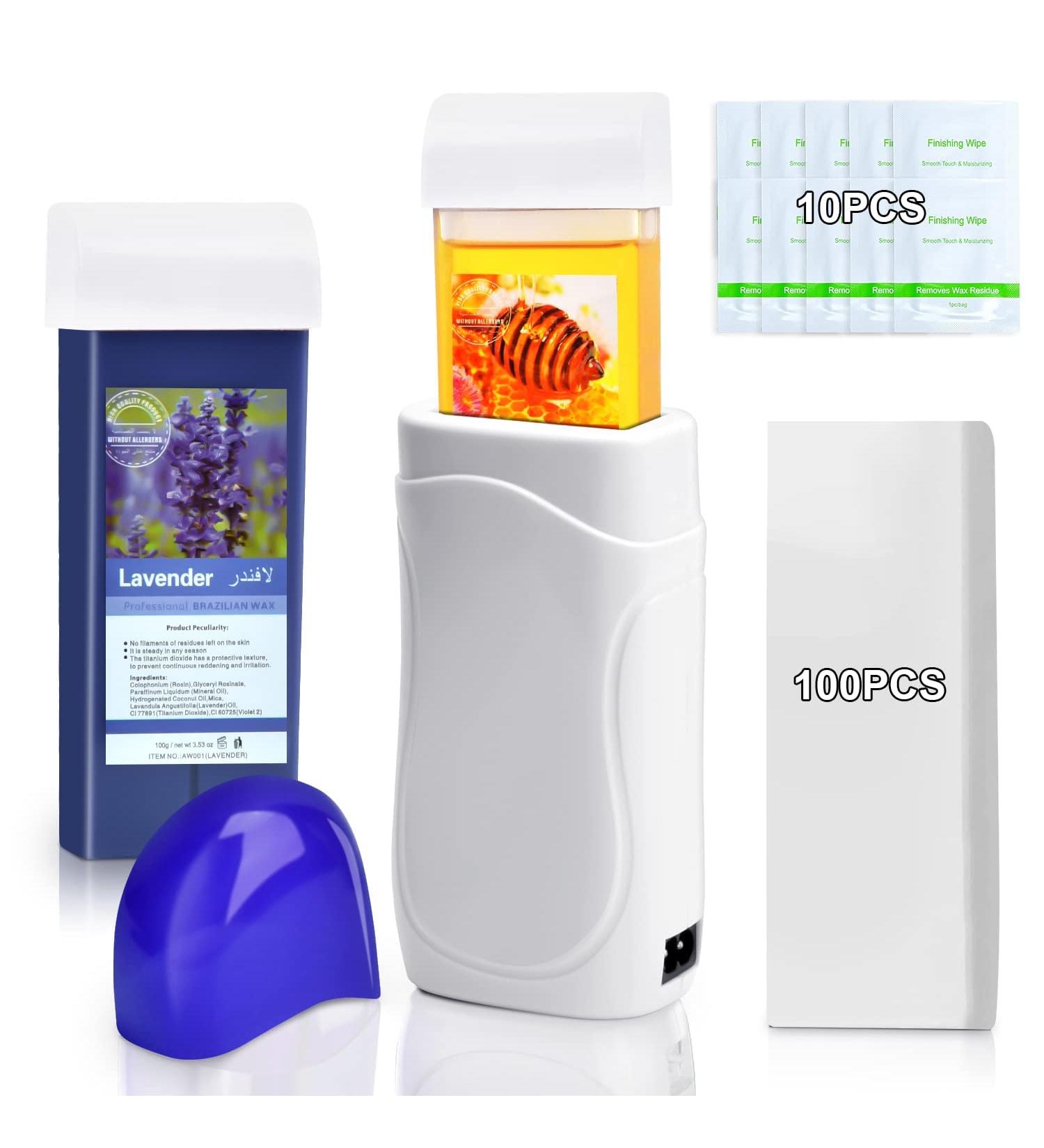 Tiktok Roll on Wax Kit | Waxing Kit for Women | Wax Warmer Kit for Hair Removal | Home Roller Waxing Kit for Larger Areas | Includes 2 Cartridges, 100 Strips, 10 Wax-removing Wipes - Buy Online on GoSupps.com