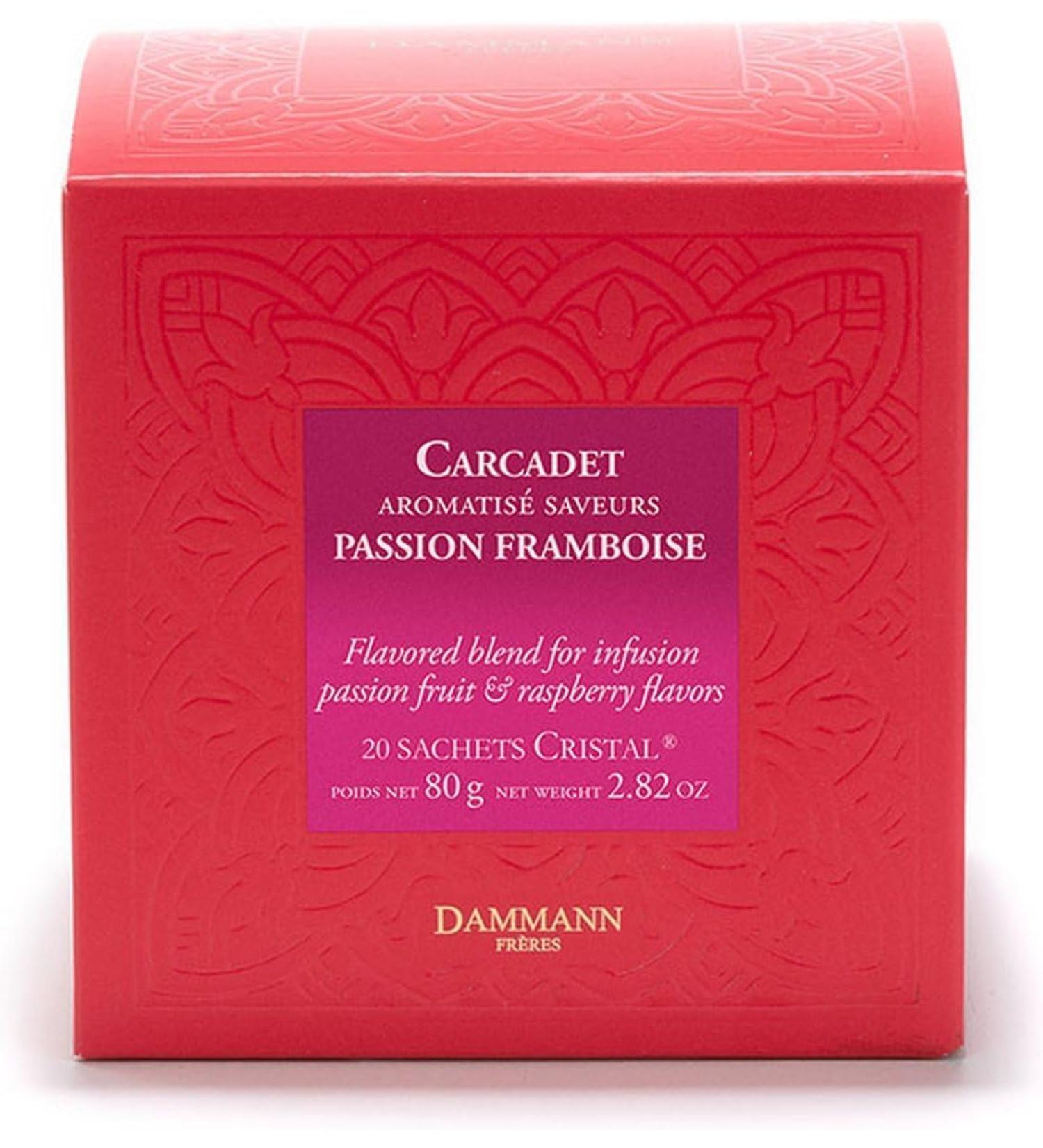 DAMMANN Carcadet Passion Framboise - Infusion Hibiscus aromes Framboise Fruit de la passion | boite 20 Sachets Cristal - Buy Online on GoSupps.com