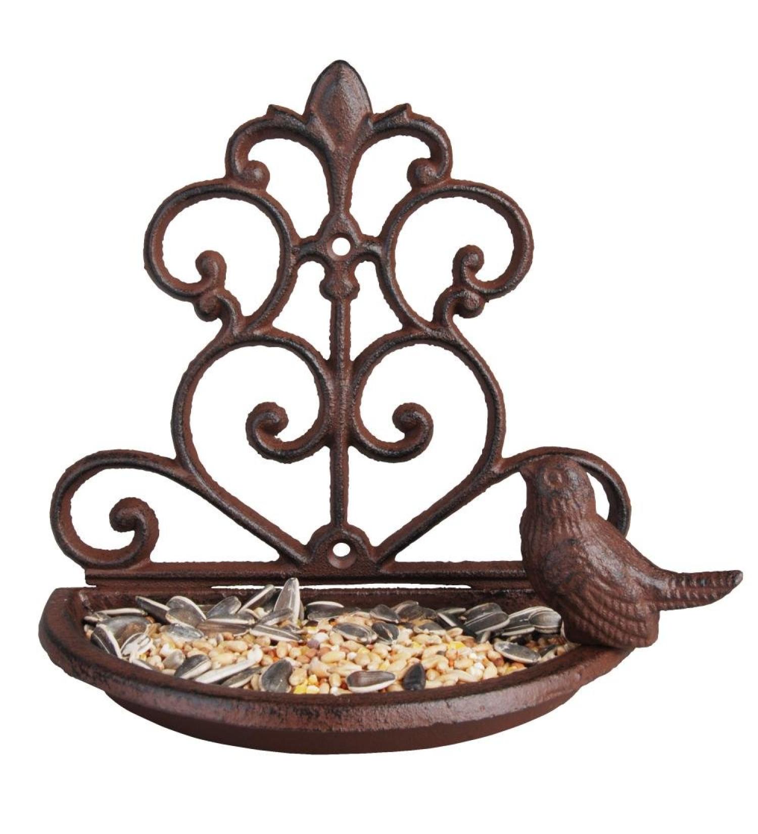Esschert Design wall feeding bowl feeding bowl bird bath made of cast iron approx. 18 cm x 10 cm x 18 cm Single