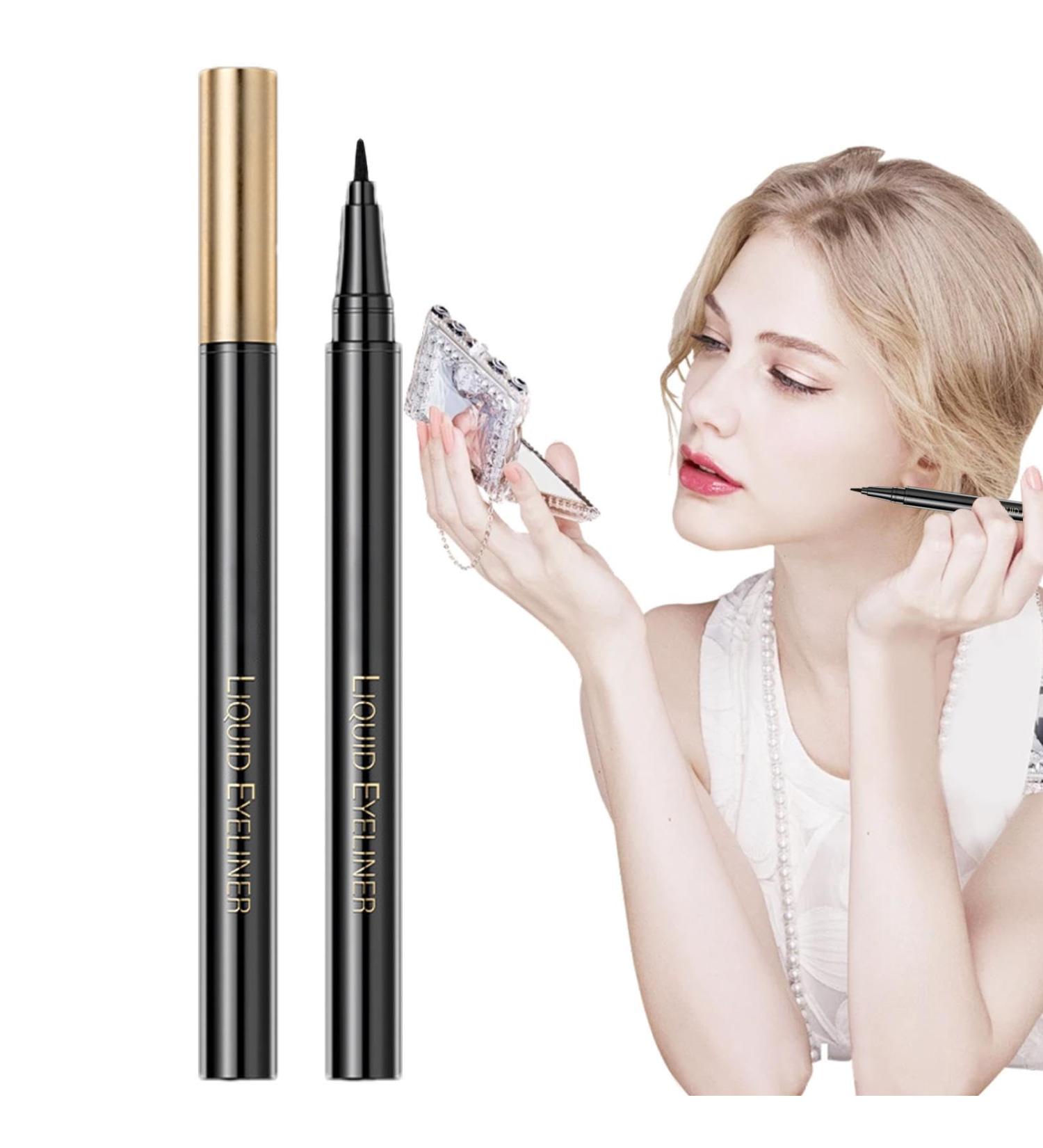 Liquid Eyeliner Waterproof High-Pigmented Liquid Eyeliner Black | Long-Lasting Smudge-Proof Eyeliner Eye Makeup Cosmetic for Wide and Bold Winged Eyeliners Cat Eye Liners - Buy Online on GoSupps.com