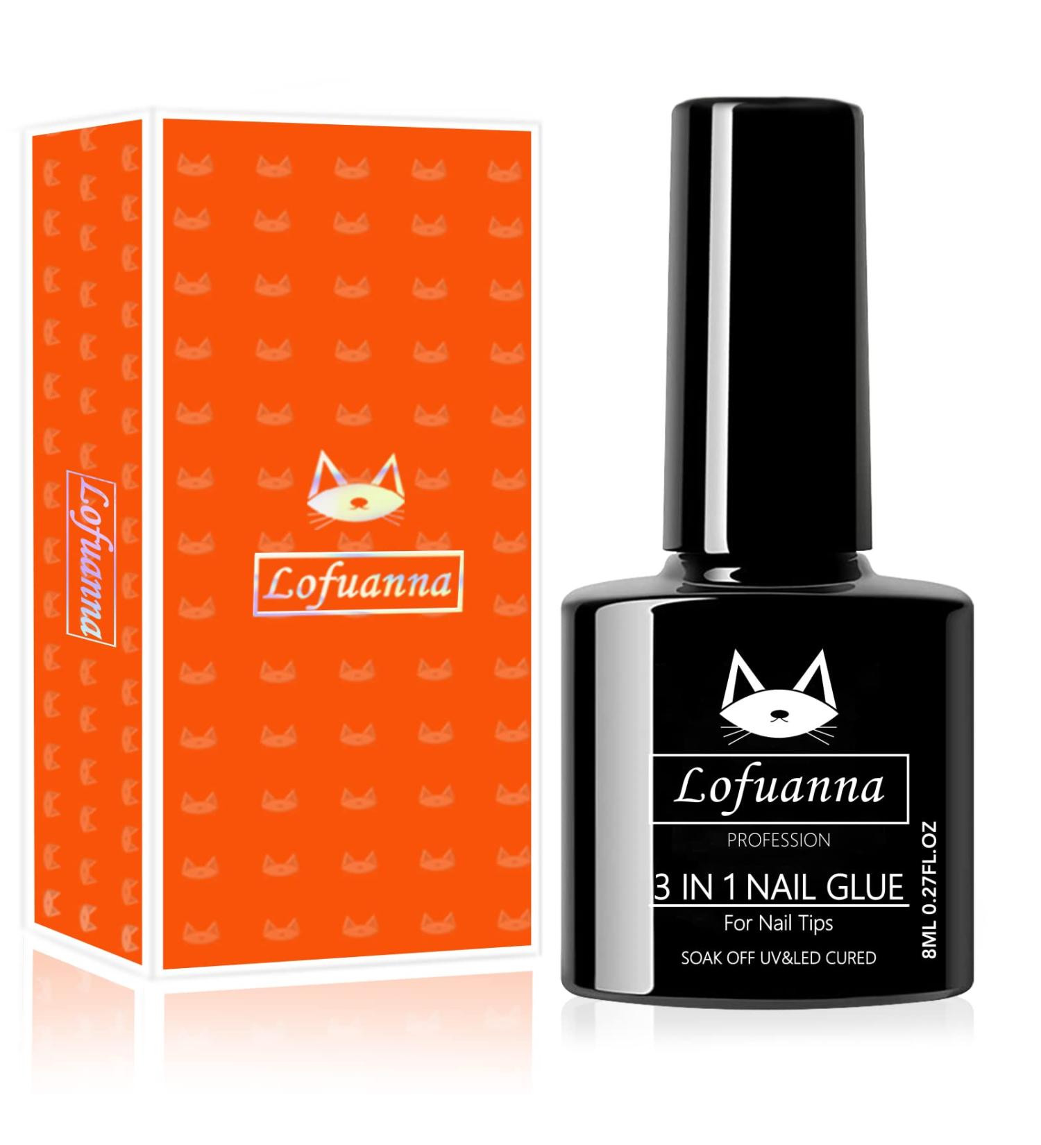 Lofuanna 3 in 1 Nail Glue Gel 8ML - Curing Needed, Base Coat, Slip Solution - Fake Nails, Nail Tips - Poly Gel Compatible - 1Pcs - Buy Online on GoSupps.com