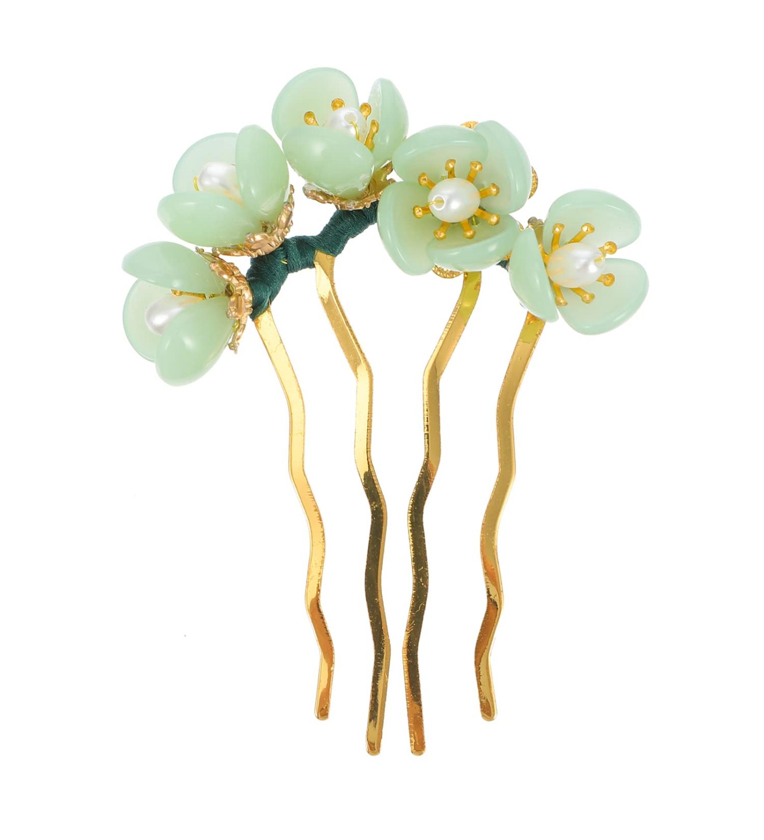 Hairpin Flower Hairpin Jade Hair Stick Chinese Chopsticks Headwear Traditional Chignon Pin Green - Buy Online on GoSupps.com