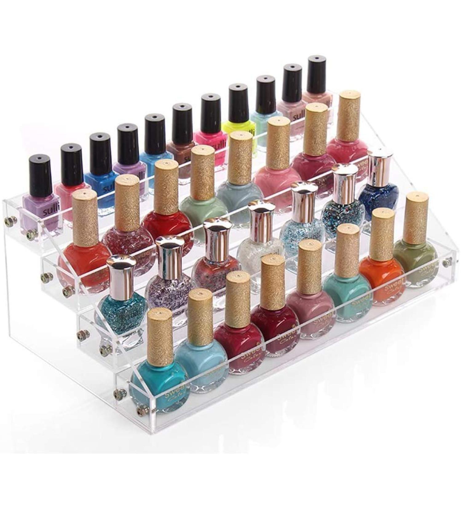 Wakects Nail Polish Organizer - 4 Tiers Transparent Makeup Rack Display | International Shipping Available - Buy Online on GoSupps.com