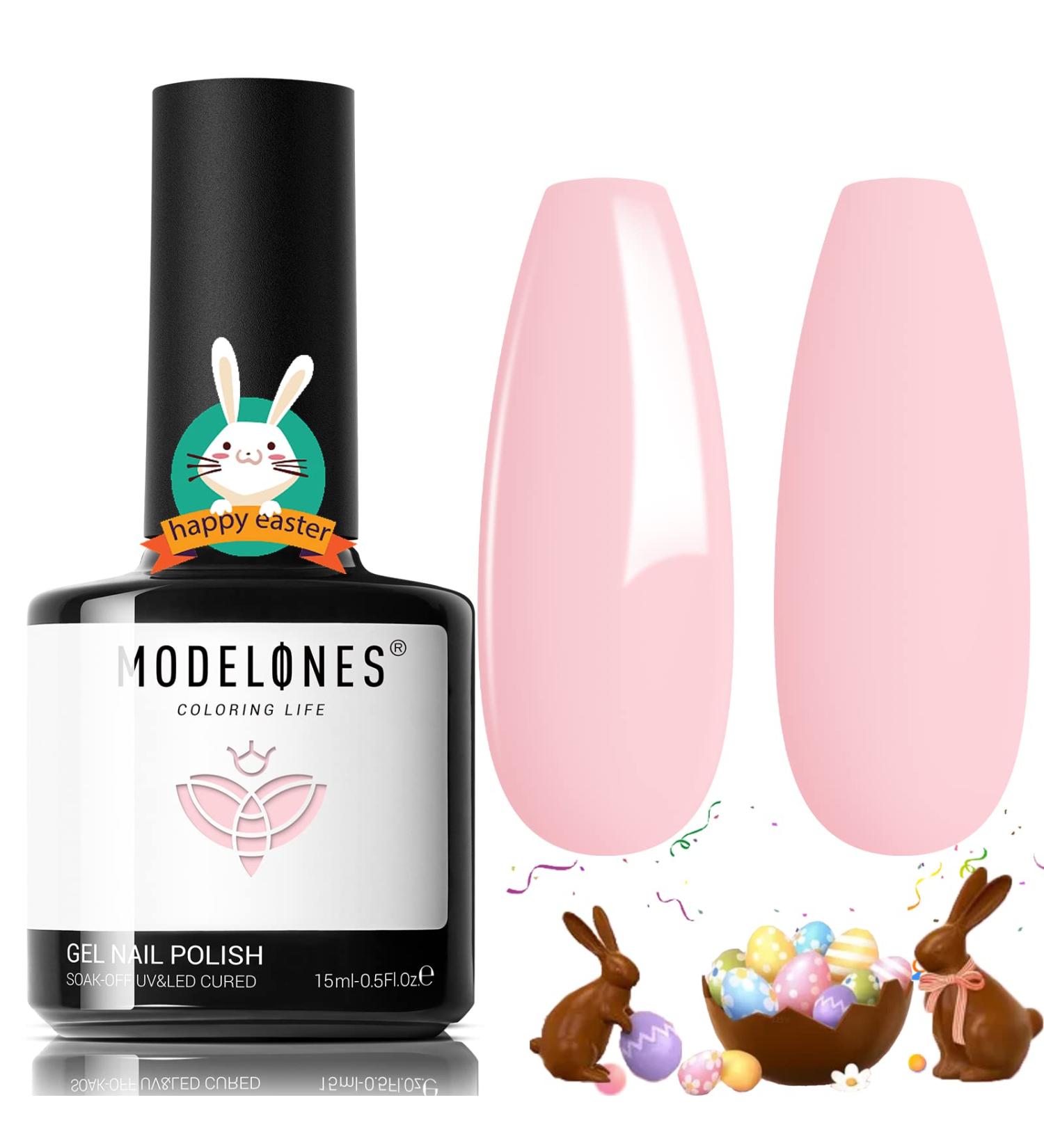 Modelones 15ML Light Pink Gel Nail Polish | Soak Off Baby Pink Spring DIY Manicure | Easter Gift for Her | A02 Pastel Pink - Buy Online on GoSupps.com