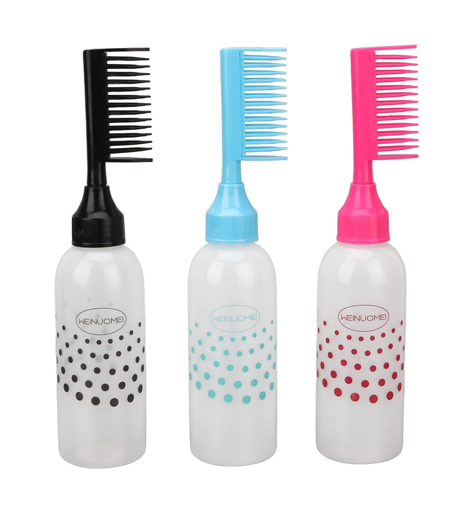 3 Pcs Root Comb Applicator Bottle Hair Dyeing Comb Applicator Bottle Hair Dye Applicator Brush with Clear Scale Hair Oil Applicator Hair Coloring Bottle for Hair Dye Shampoo - Buy Online on GoSupps.com