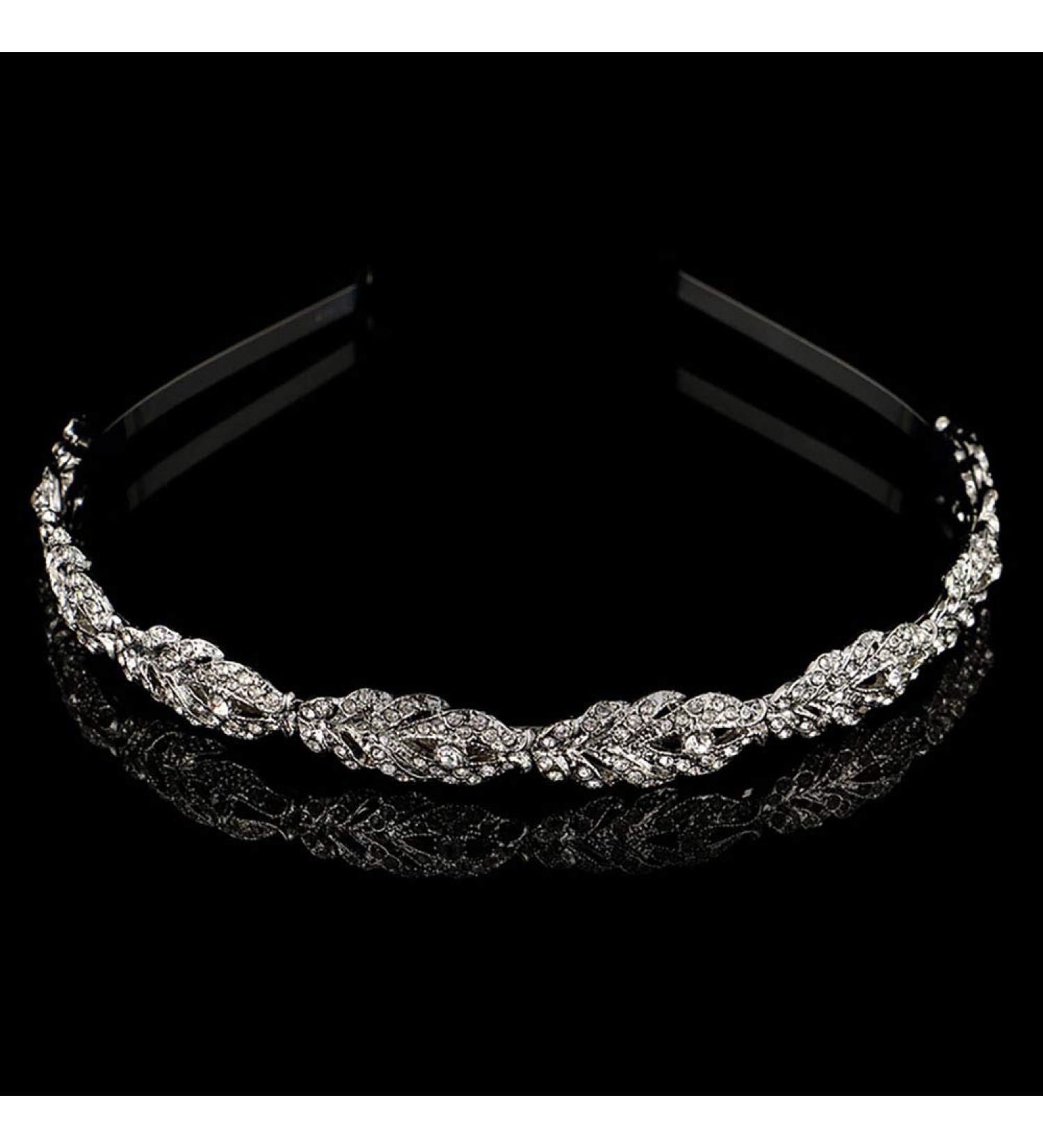 Elegant Silver Wedding Strass Flower Crown Headband - Crystal Headdress for Bride & Bridesmaid Hair Accessories - Buy Online on GoSupps.com