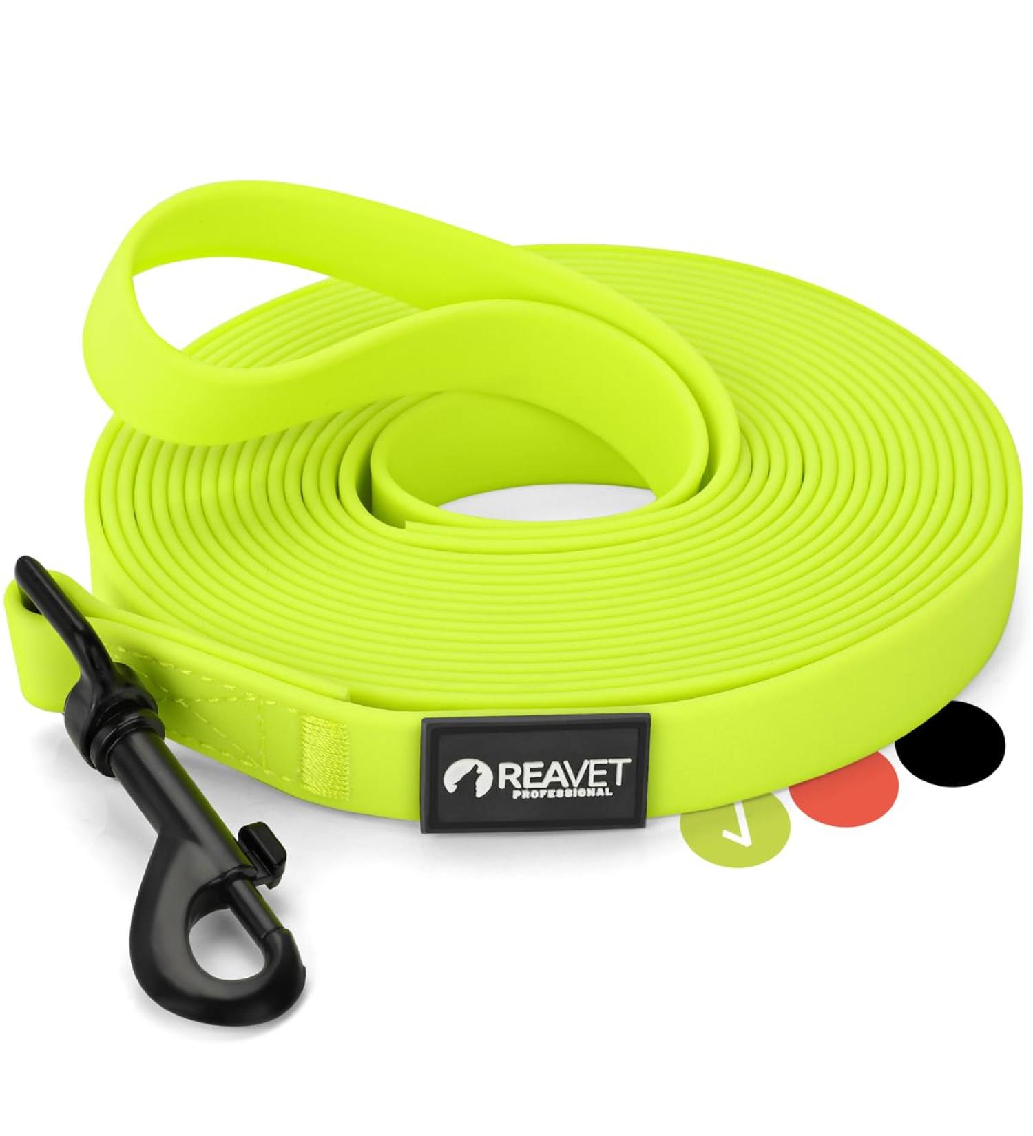 Reavet 10m Neon Yellow Dog Drag Line - Robust Waterproof Leash with Padded Handle | Perfect for Training & Running Large & Small Dogs - Buy Online on GoSupps.com