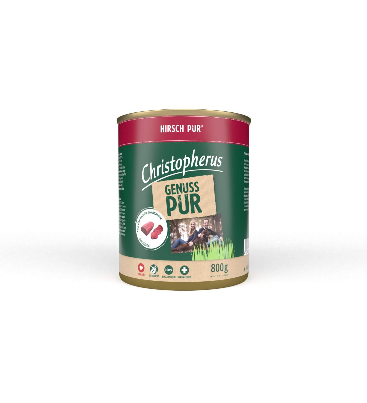 Christopherus Complete Dog Food Pure, Venison, Wet Food, 6 x 800 g