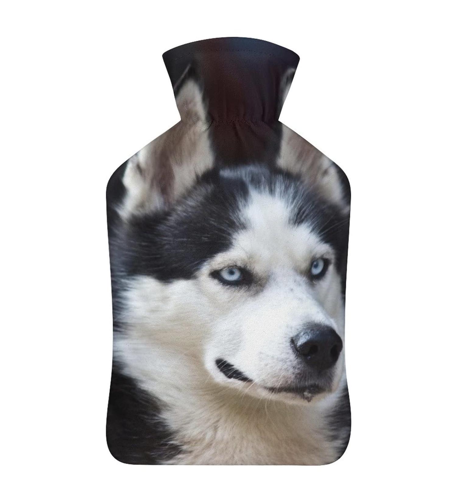 Husky Hot Water Bottle with Plush Cover - Hand Warmer for Adults & Children | 26.5x15.3cm - International Shipping Available - Buy Online on GoSupps.com