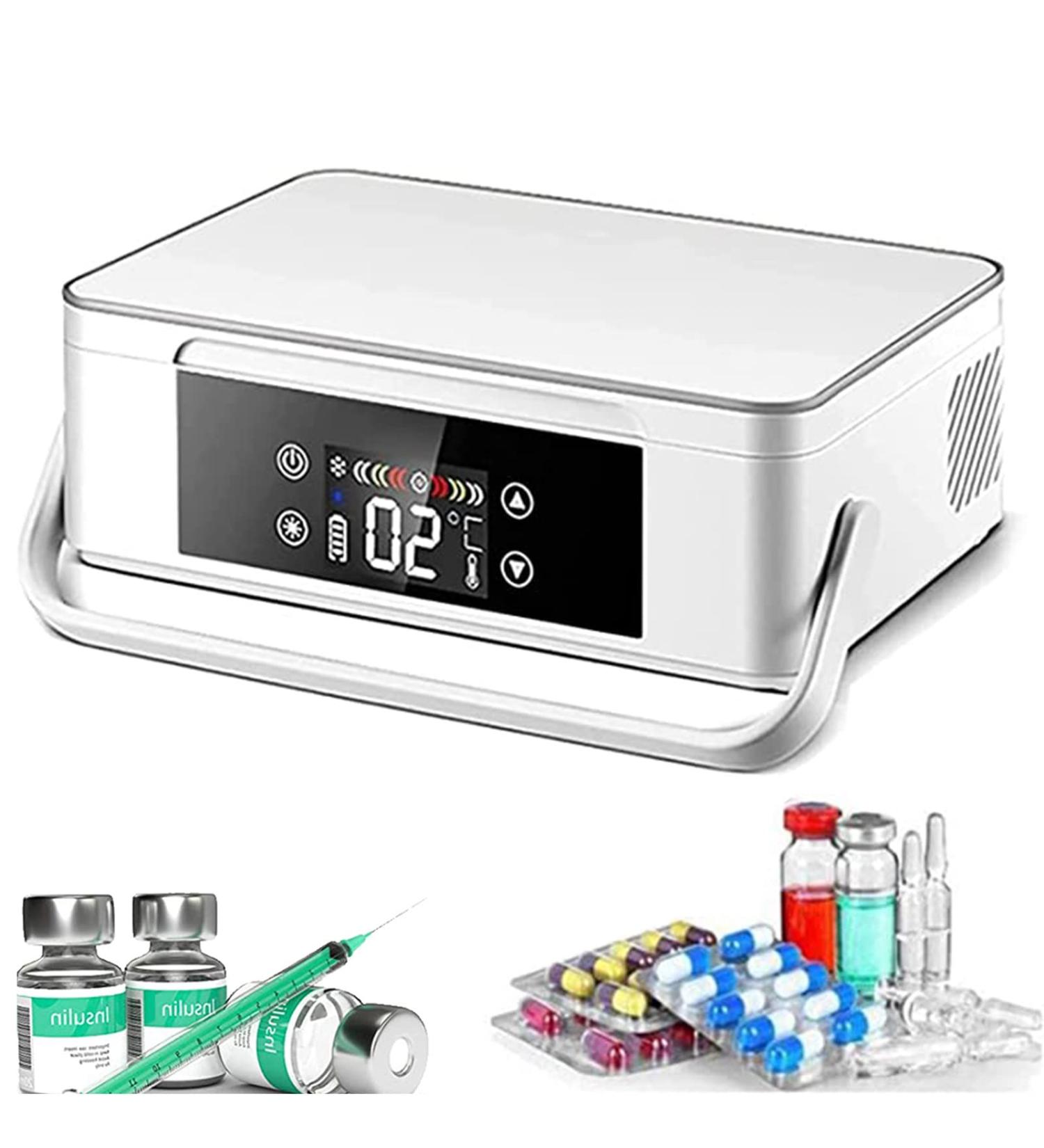 Insulin refrigerated Box Medicine Refrigerator Insulin Cooler Car Refrigerator Portable Mini Medicine Fridge for Eye Drops/Interferon/Drug Storage White-220V-Battery*1 Battery*1 White - Buy Online on GoSupps.com