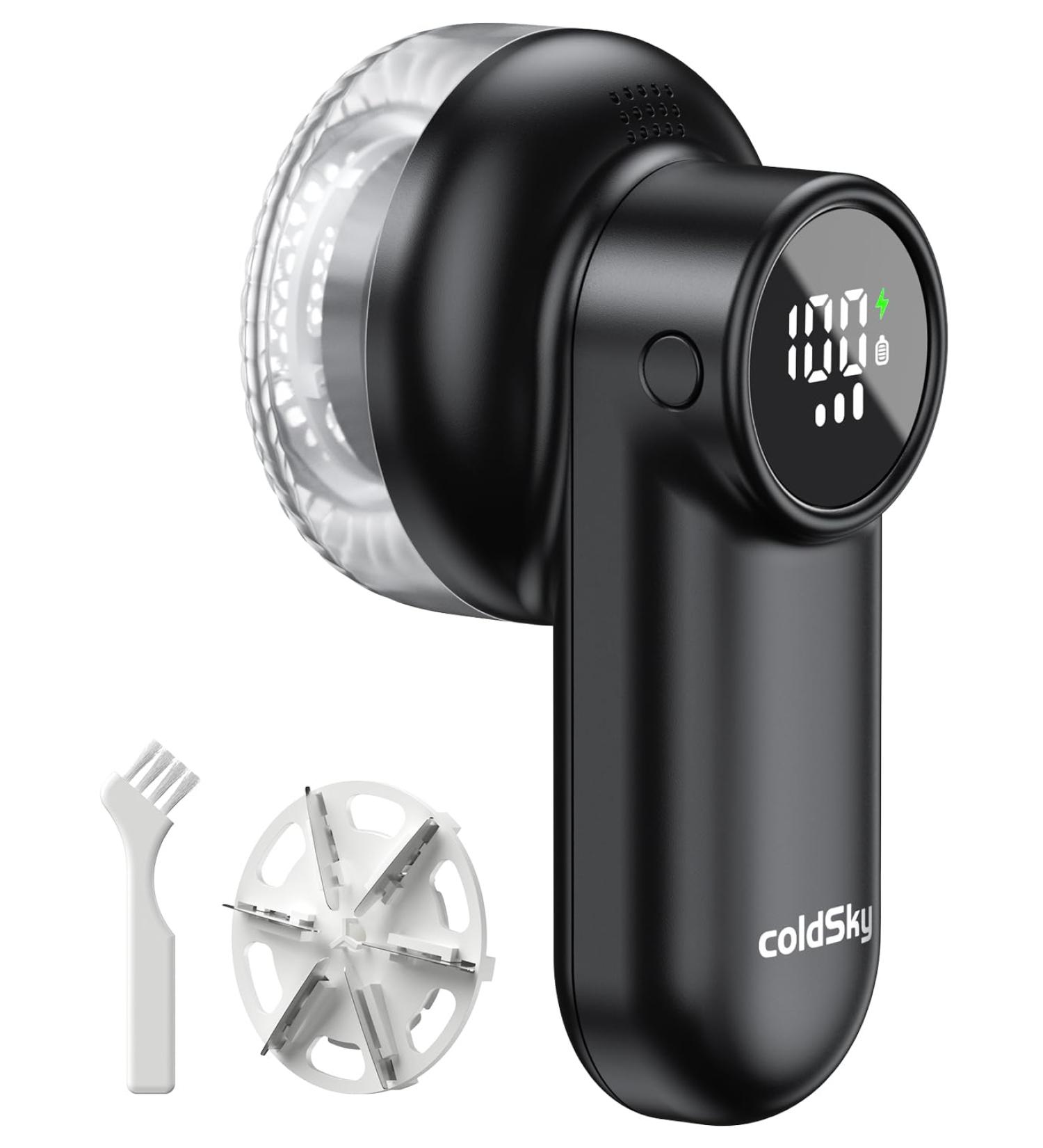 Rechargeable Fabric Shaver with Digital Display - 6-Leaf Lint Remover & Defuzzer for Clothes Sofa & Blankets - 3-Speed Safety Lock - Black - Buy Online on GoSupps.com