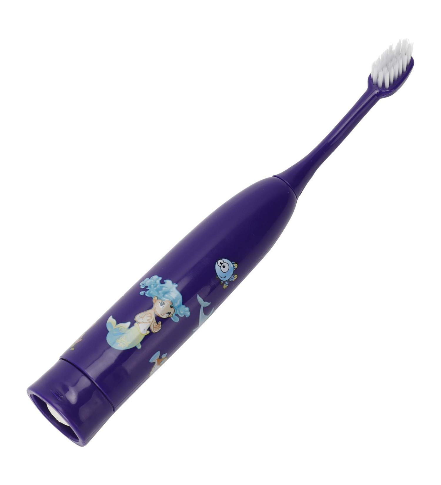 Mermaid Purple Electric Toothbrush - Waterproof 6000 RPM Soft PBT Brush for Kids | Cartoon Pattern Dental Care Device - 1 Pack - Buy Online on GoSupps.com