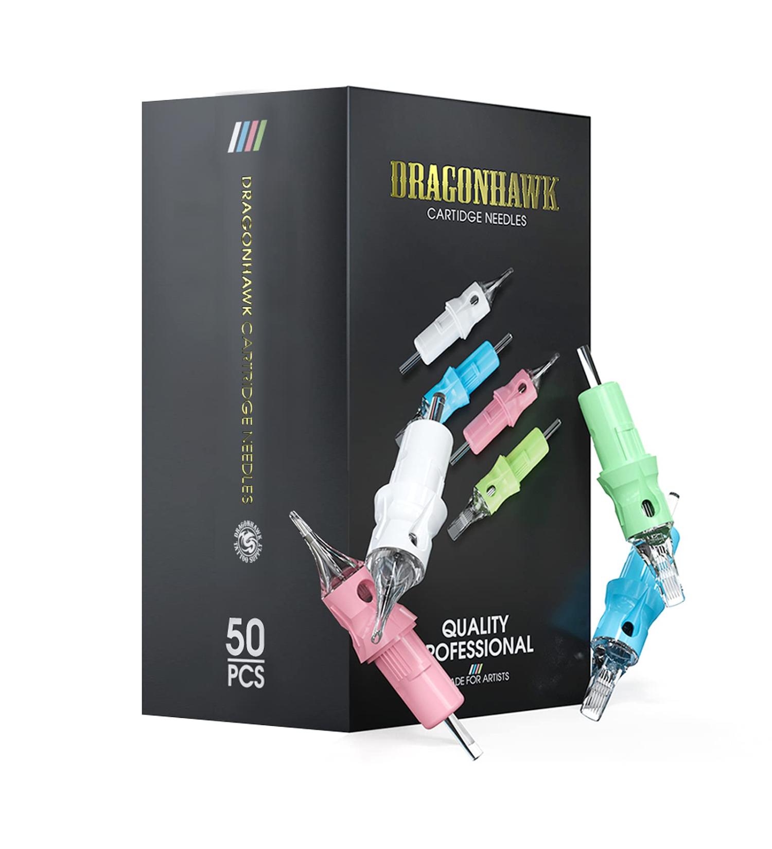 Dragonhawk Tattoo Cartridges Needles Kit | Disposable Standard Needles Set - 50Pcs Mixed Sizes | Dragonhawklabs 1003RL, 1005RL, 1007RL, 1009RL, 1011RL #10 Round Liner - Buy Online on GoSupps.com