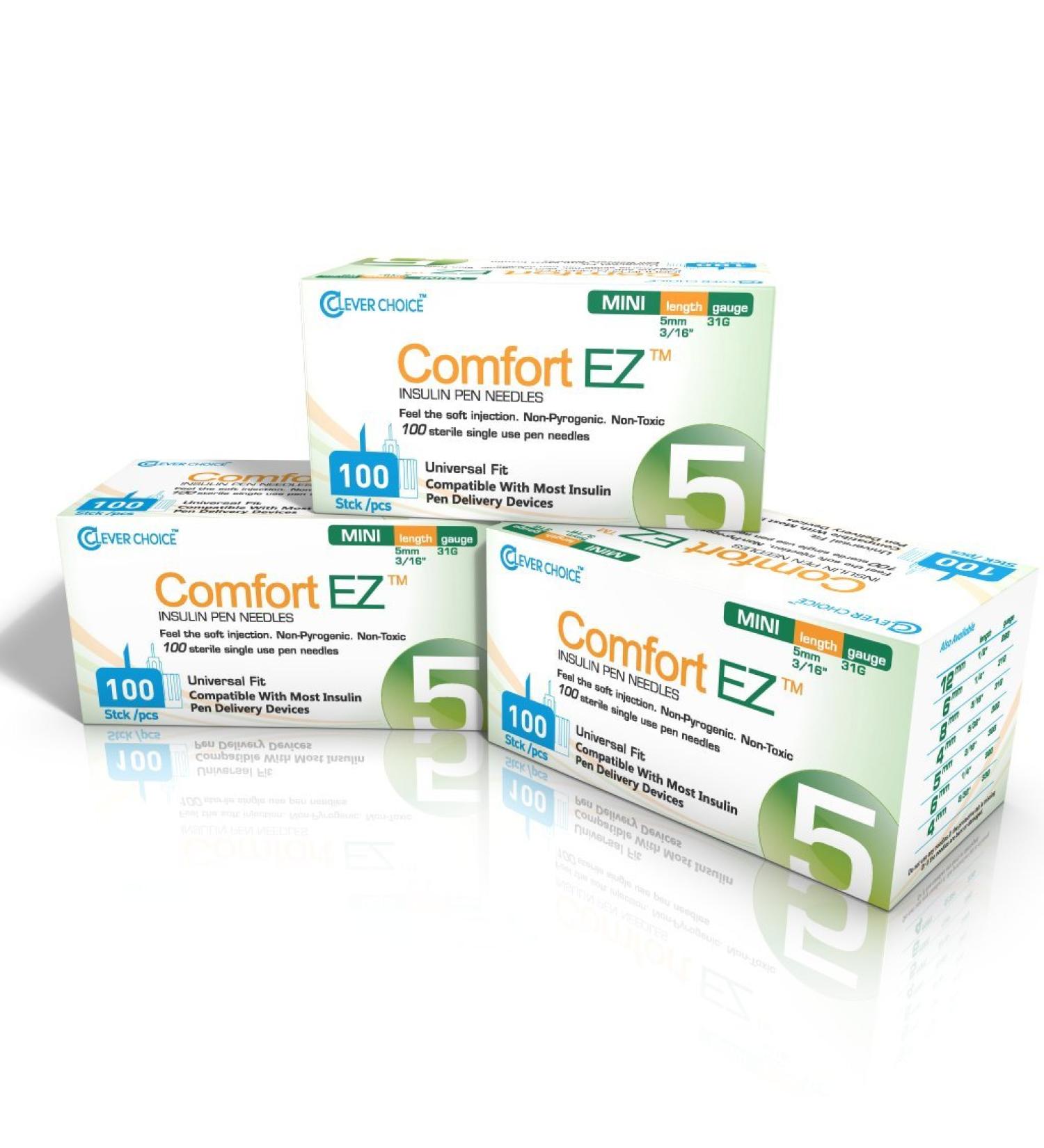 Clever Choice Comfort EZ Insulin Pen Needles 31G 5mm 3-Pack - 300 Needles - Buy Online on GoSupps.com