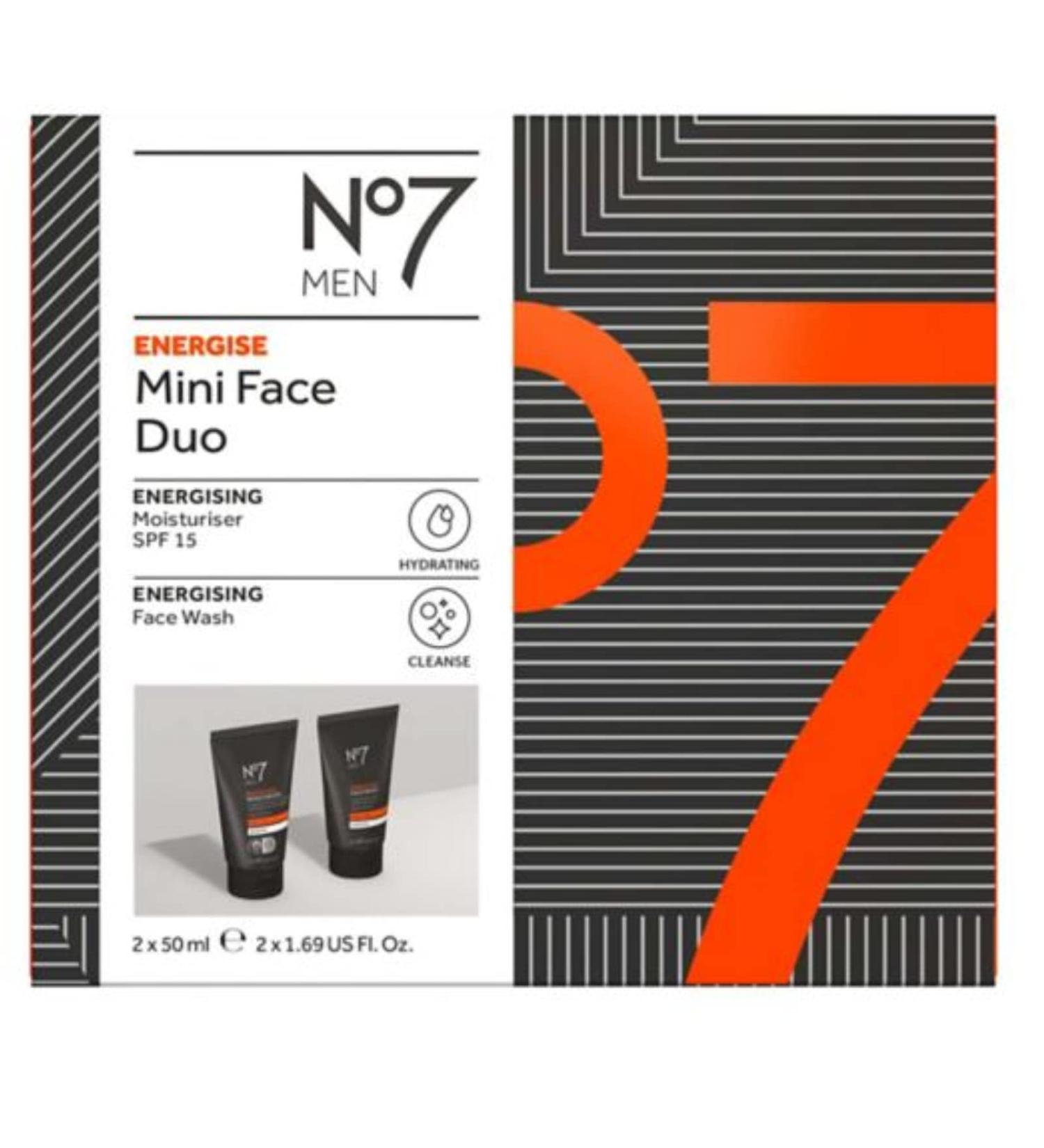 No7 Men Energising Face Duo Moisturiser 50 + Face Wash 50ml Gift Set