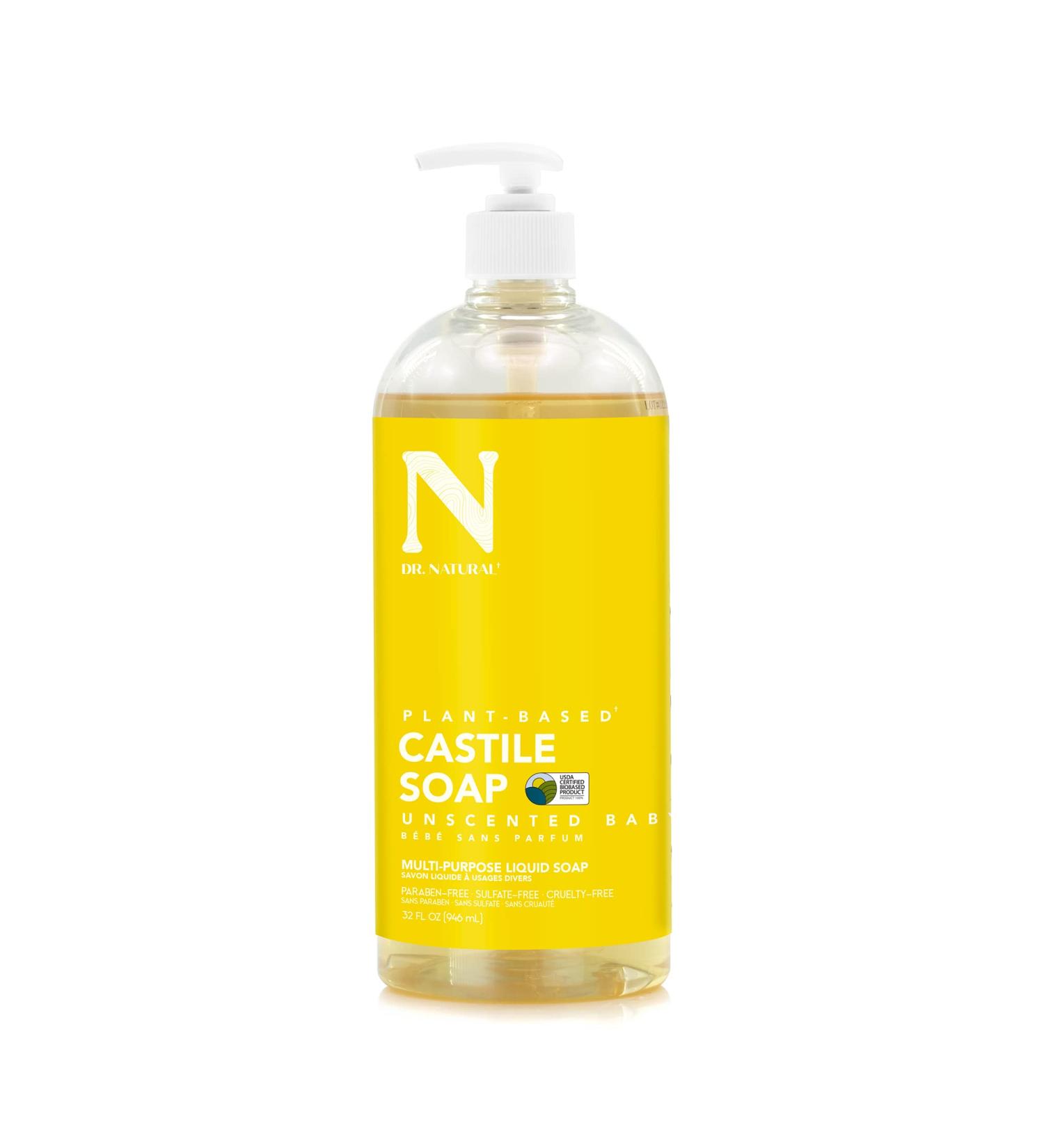 Dr. Natural 32oz Castile Soap - Unscented Yellow 32oz - Buy Online on GoSupps.com