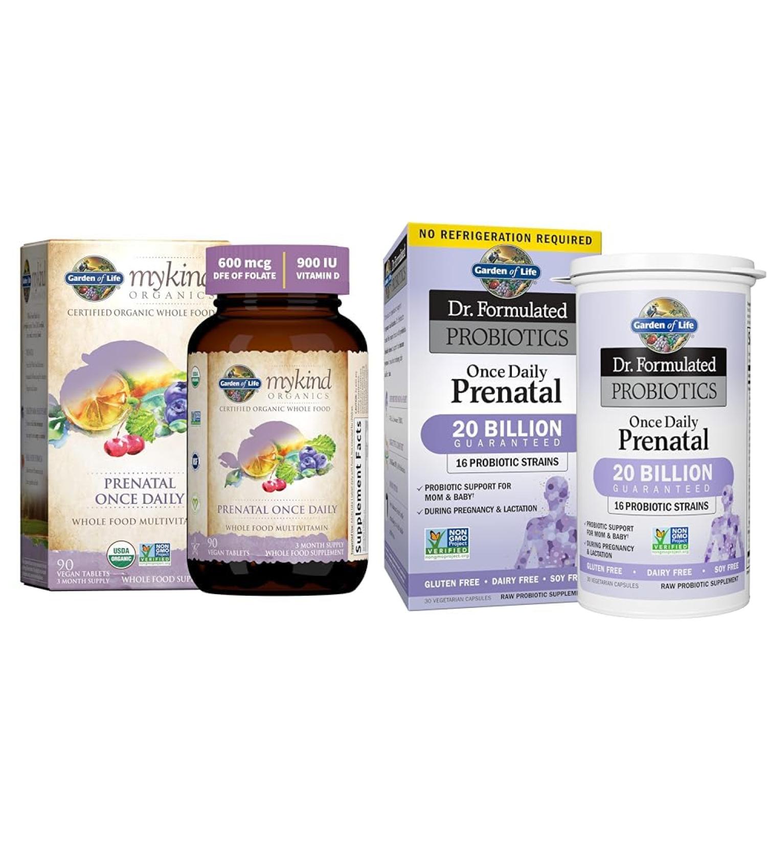 Garden of Life Organics Prenatal Vitamin: Folate for Energy & Healthy Fetal Development & - Dr. Formulated Probiotics Once Daily Prenatal - Acidophilus and Bifidobacteria Probiotic Support - Buy Online on GoSupps.com