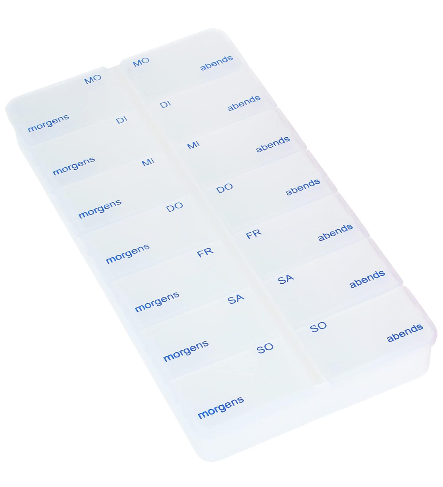 Com-Four Drug Doser | 7-Day Pill Organizer - 2 Compartments - Medication Storage Box - Weekly Tablet Box - White - Buy Online on GoSupps.com