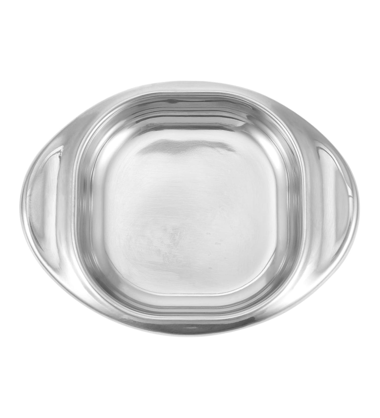 Milisten 1pc 304 Stainless Steel Saucer Painting Color Holder Salad Dressing Cruet Kitchenware Rack Stainless Steel Divided Plate Round Condiments Ramekins Soy Sauce Snack Dog Dessert Plate 11x8.5x1.5CM - Buy Online on GoSupps.com