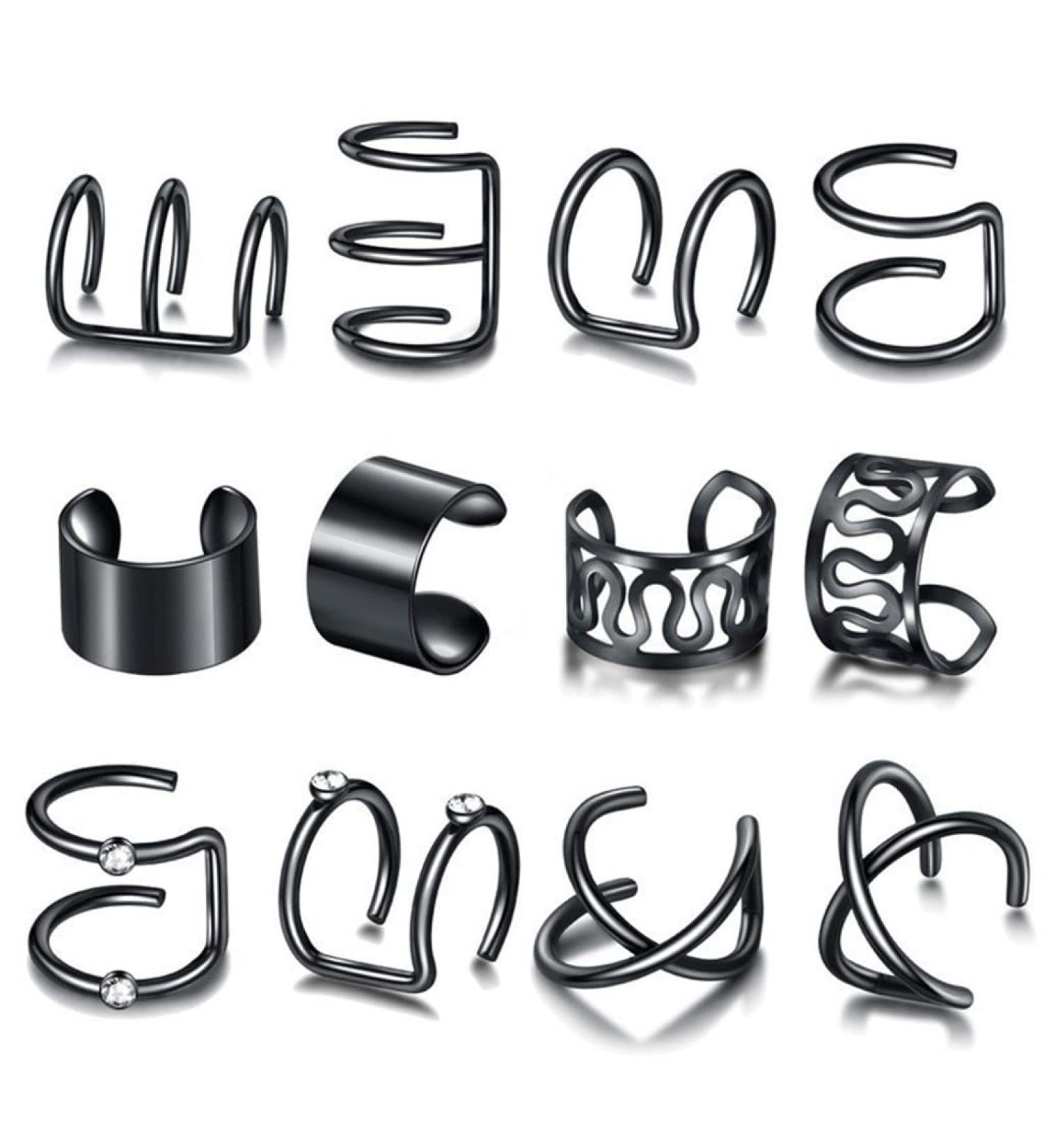 Diarypiece 12 Pcs Retro Advanced Sense Ear Bone Clip Without Pierced Metal Ear Cuff Jewelry Metal alloy - Buy Online on GoSupps.com