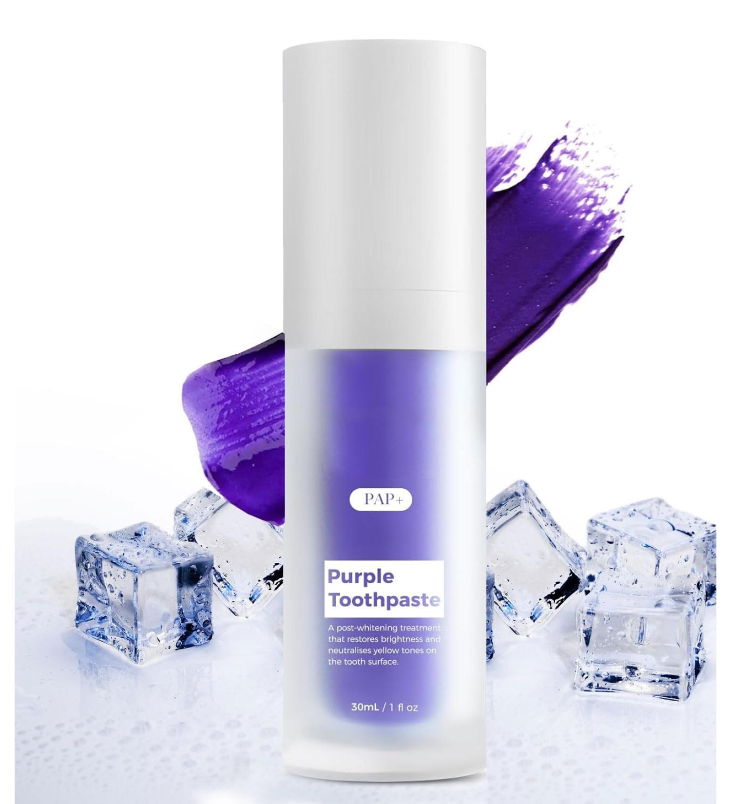 Purple Toothpaste for Teeth Whitening - Natural & Non-Abrasive Teeth Whitener Kit for Sensitive Teeth - Effective Tooth Stain Removal (30mL - Buy Online on GoSupps.com