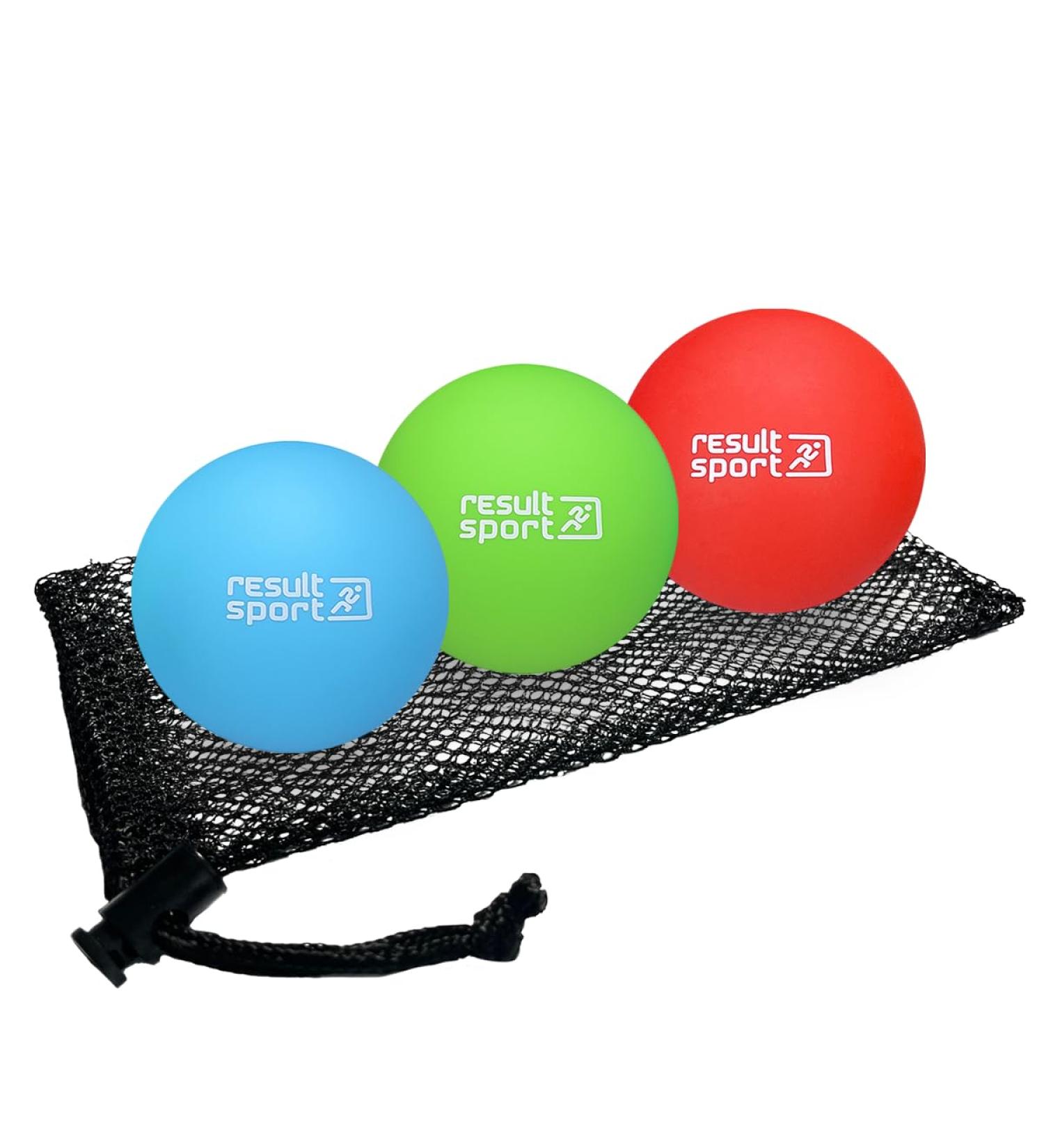 Resultsport Lacrosse Fascia Ball Massage Set - 3 Piece - Plantar Fasciitis Relief Foot & Trigger Point Massage Deep Tissue Myofascial Relief - Blue/Red/Green - Buy Online on GoSupps.com