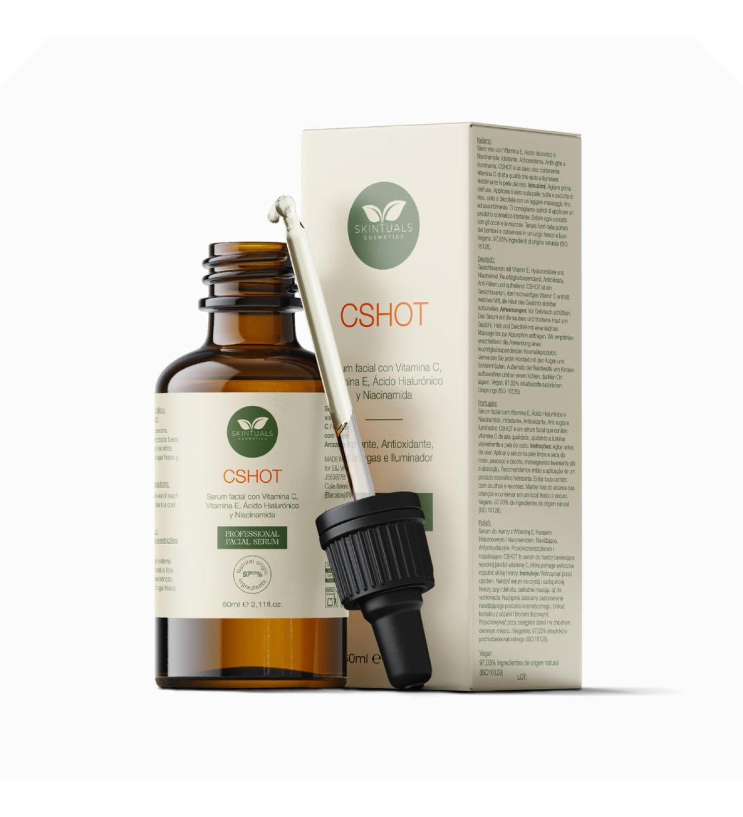  SKINTUALS COSMETICS Facial Serum with Vitamin C E Hyaluronic Acid Niacinamide Aloe Vera 60 ml - Deep Hydration Antioxidant Anti-Wrinkle Brightening with Natural Ingredients by Skintuals Cosmetics - Buy Online on GoSupps.com