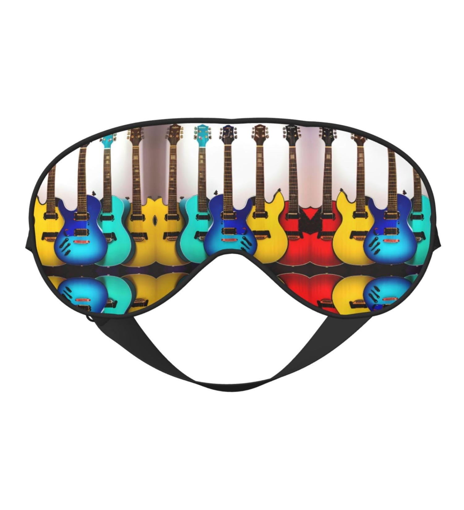 FoRes Colorful Guitars Print Sleep Eye Mask | Adjustable Light Blocking Unisex Design for Deep Rest - Buy Online on GoSupps.com
