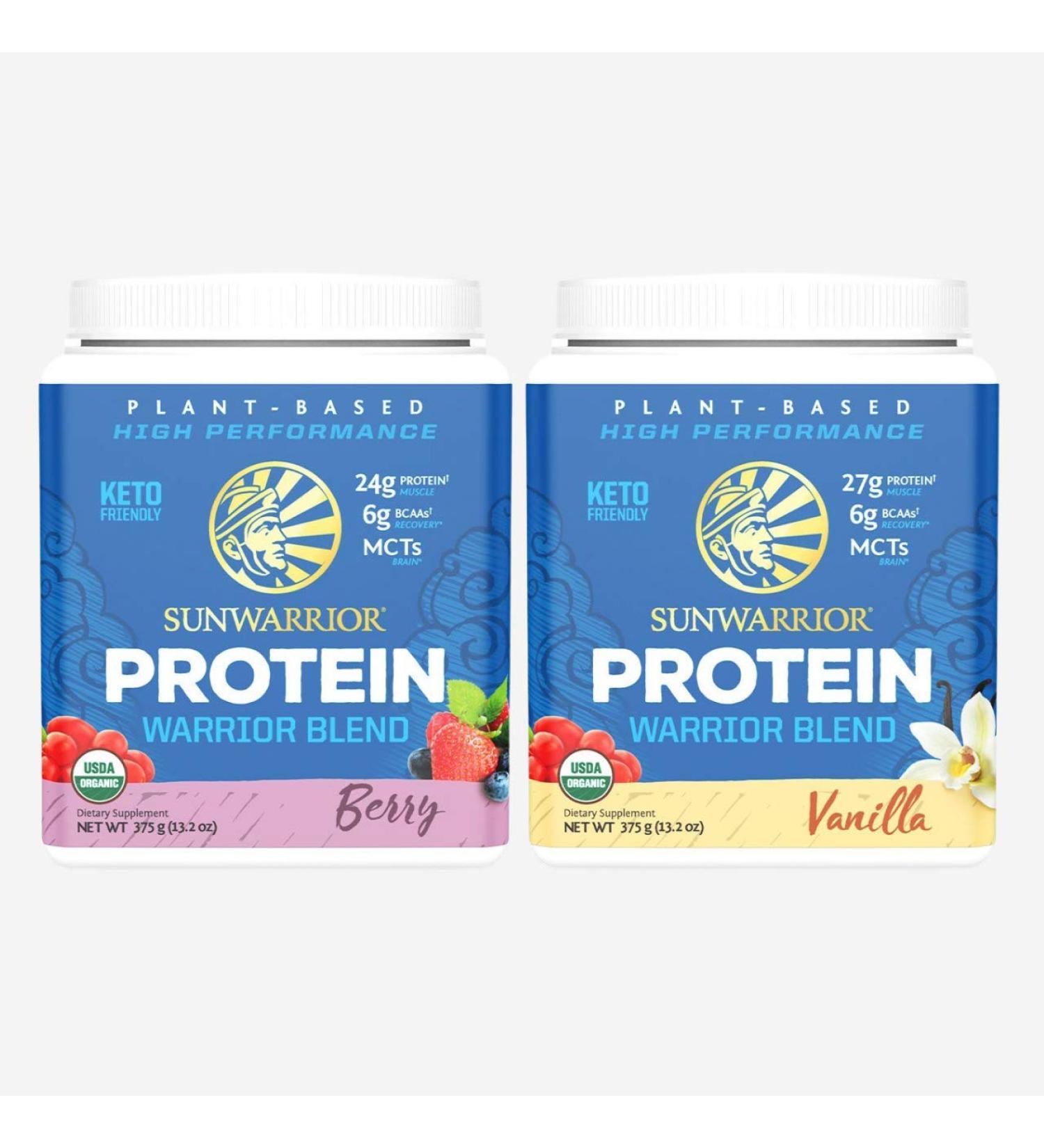 Sunwarrior Warrior Blend Organic Plant-Based Protein - Berry Flavor, 13.2 oz (375 g) - Buy Online on GoSupps.com