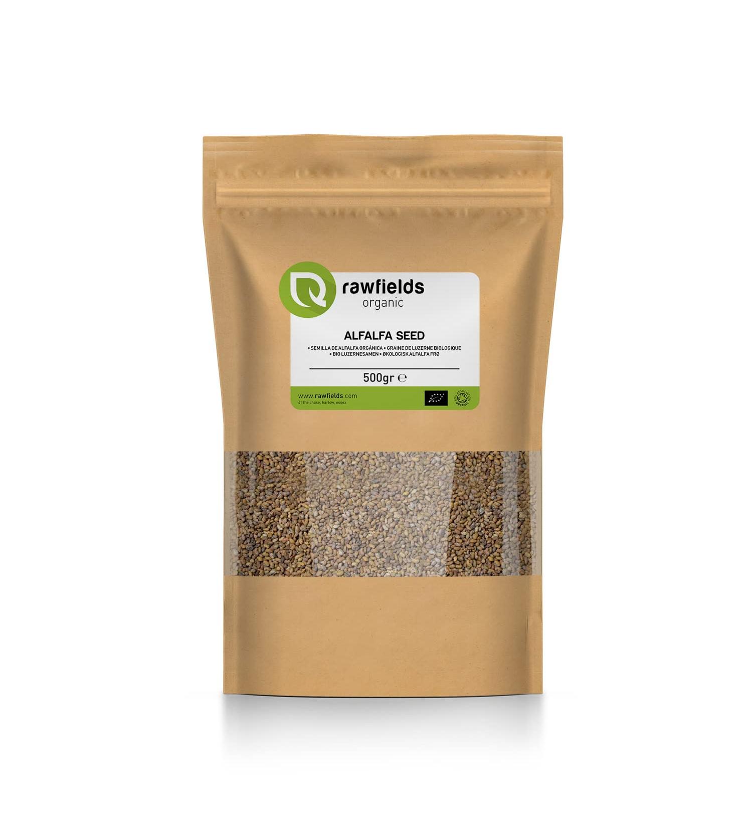 Organic Alfalfa Seeds for Sprouting 500g Pure Vegan Kosher Bulk Non-GMO Premium Alfalfa Seeds Rich in Vitamin K Vitamin C Chemical Free Microgreens for Salad Wraps Sandwiches 500 g (Pack of 1)