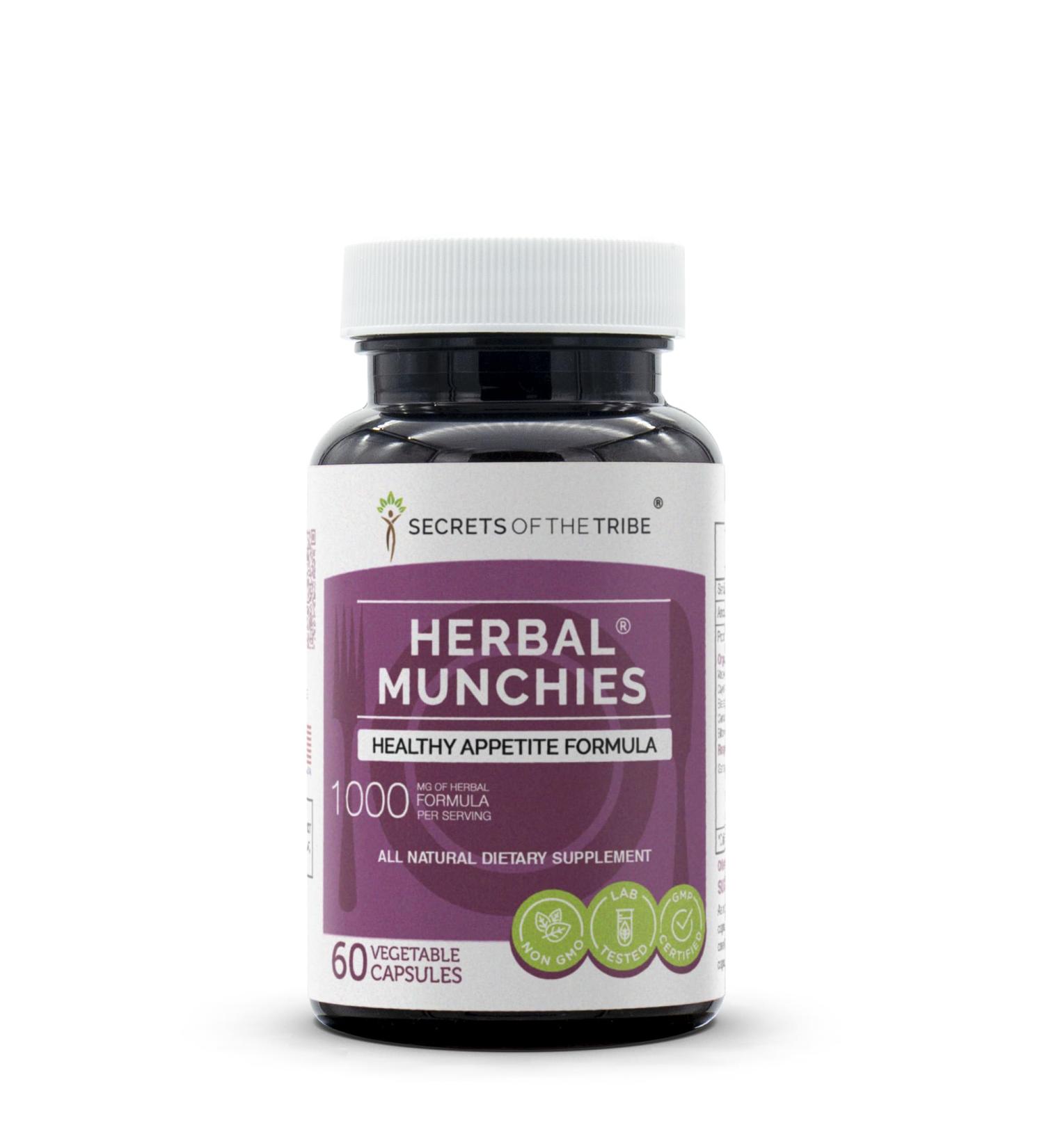 Secrets of the Tribe Herbal Munchies 60 Capsules, 1000 mg, Watercress, Cayenne, Gentian, Blessed Thistle, Centaury, Bitter Melon. Healthy Appetite Formula (60 Capsules) 60 Count (Pack of 1) - Buy Online on GoSupps.com