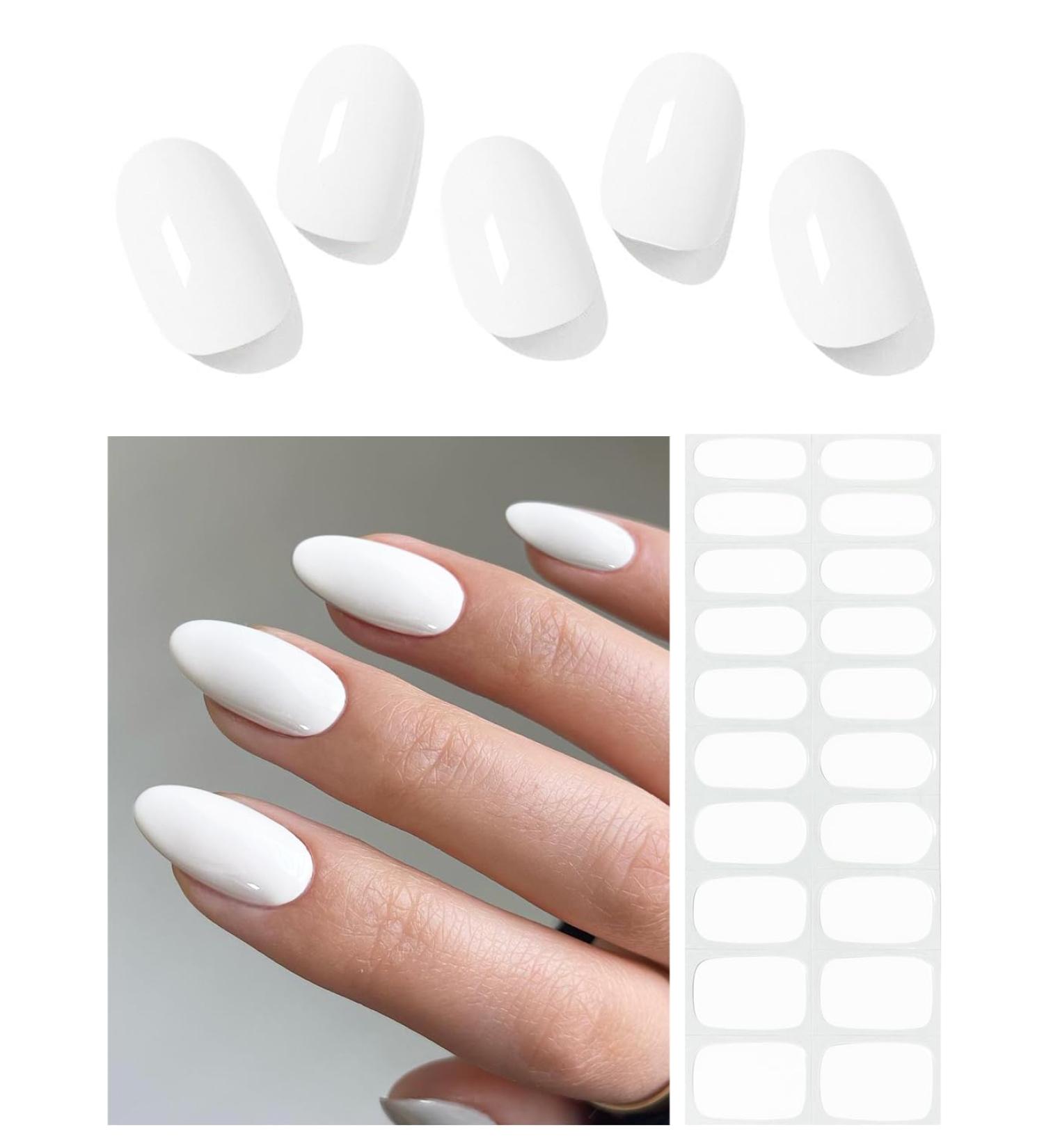 Wahrshei Nail Foils - 20pcs White UV Gel Nail Foil Self-Adhesive Stickers | Gel Polish Wraps for Stunning Nail Art - Buy Online on GoSupps.com