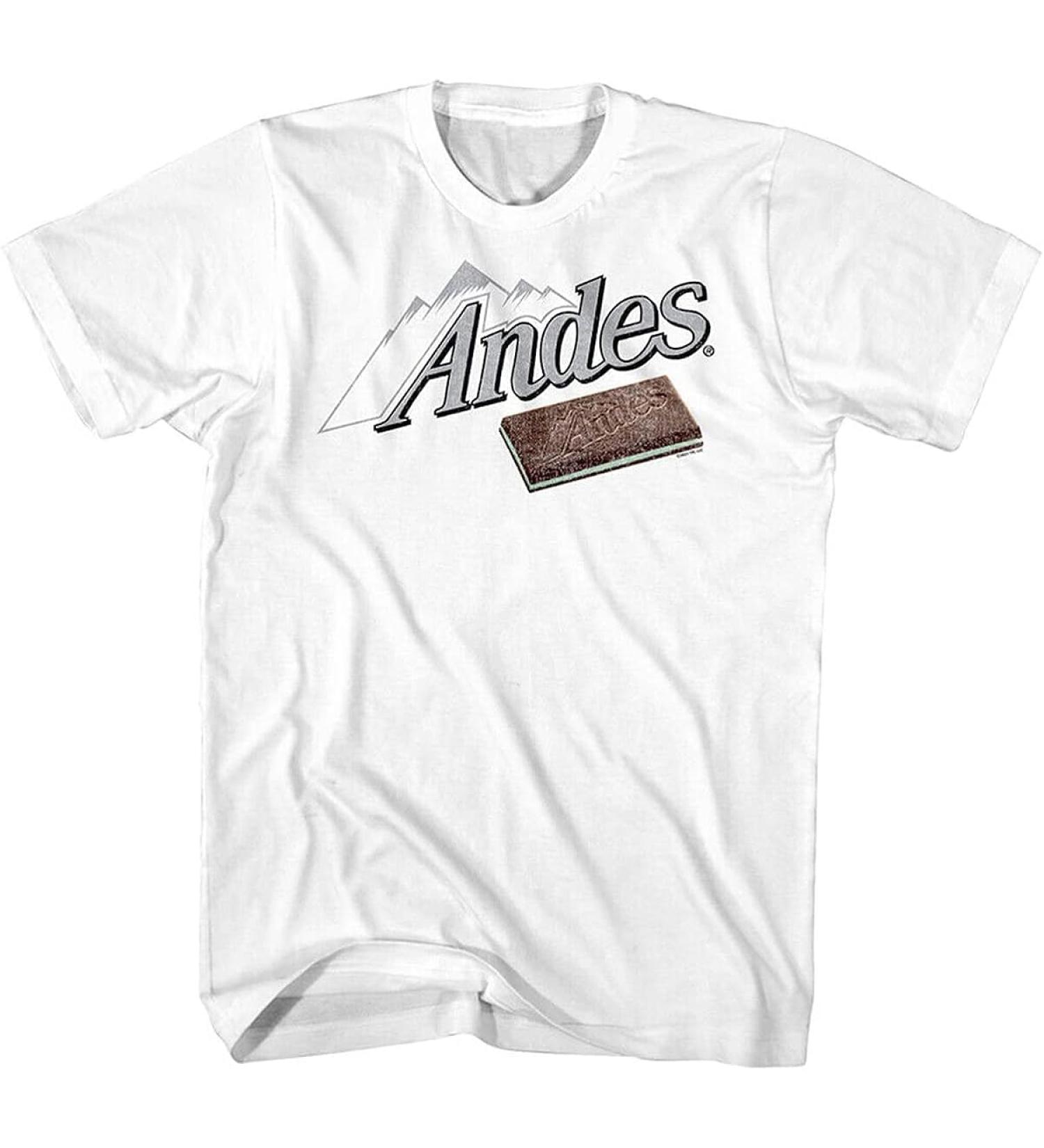 Andes Chocolate Mints Men's T Shirt After-Dinner Candy Tootsie Roll Industries XXL White