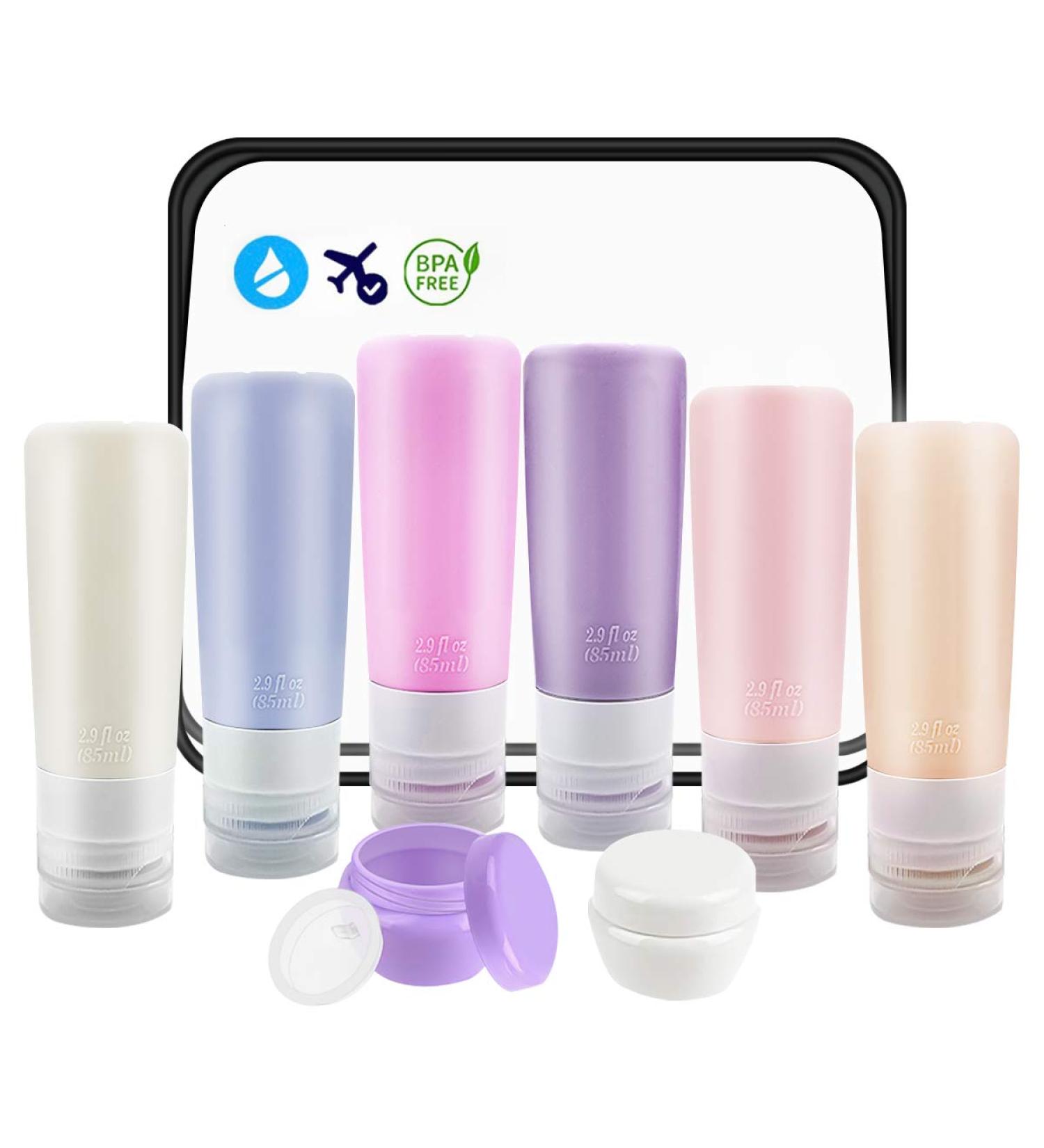 TCJJ 3oz Silicone Travel Bottles Set | TSA Approved, Leakproof, BPA Free | 9 Pcs Toiletry Bottle Set for Cosmetics & Liquids - Buy Online on GoSupps.com