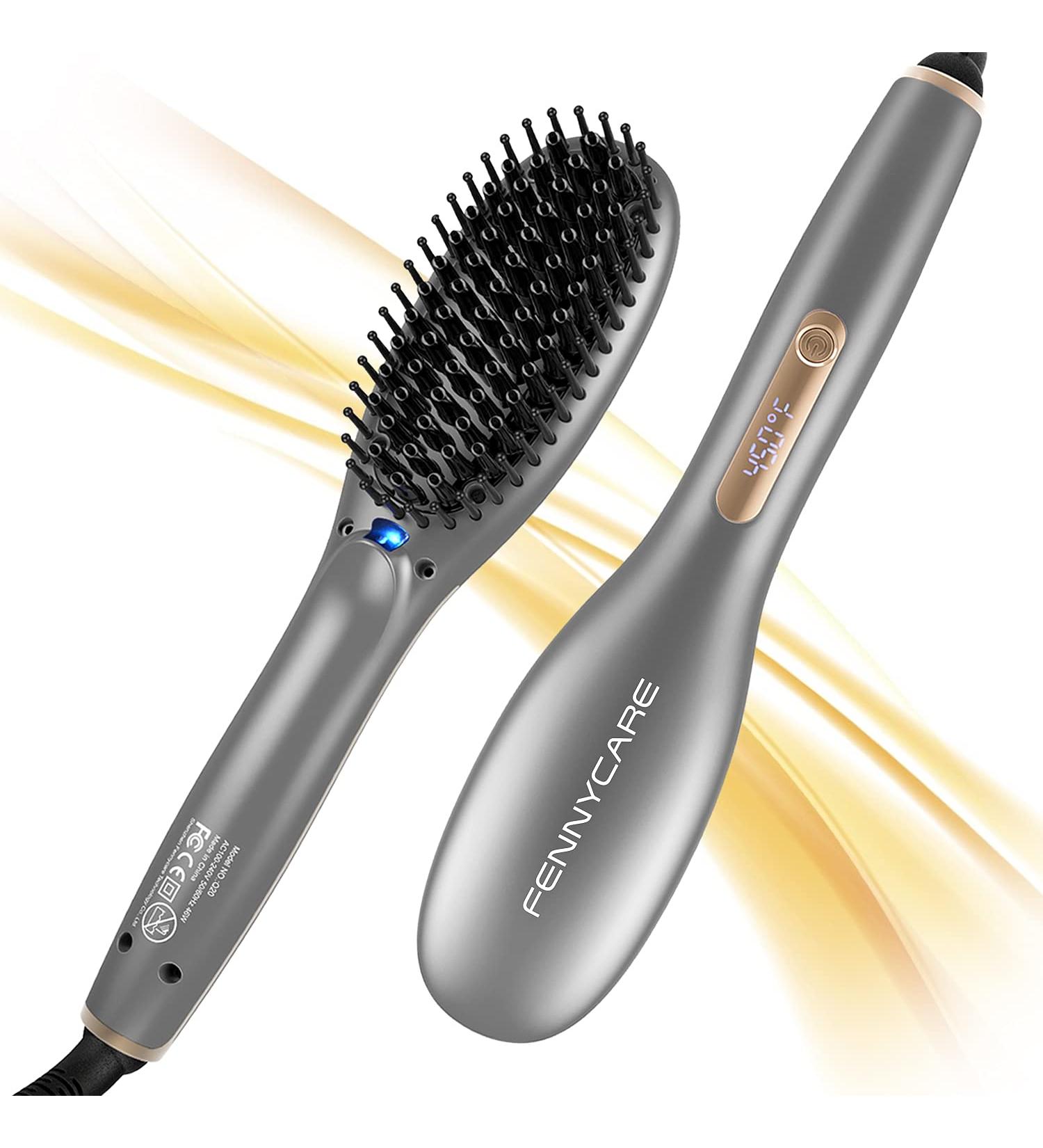 Ionic Hair Straightener Brush - Enhanced 8 Heat Levels for Silky Hair Fast Heating Anti-Scald & Safe Portable Brush - Buy Internationally - Buy Online on GoSupps.com