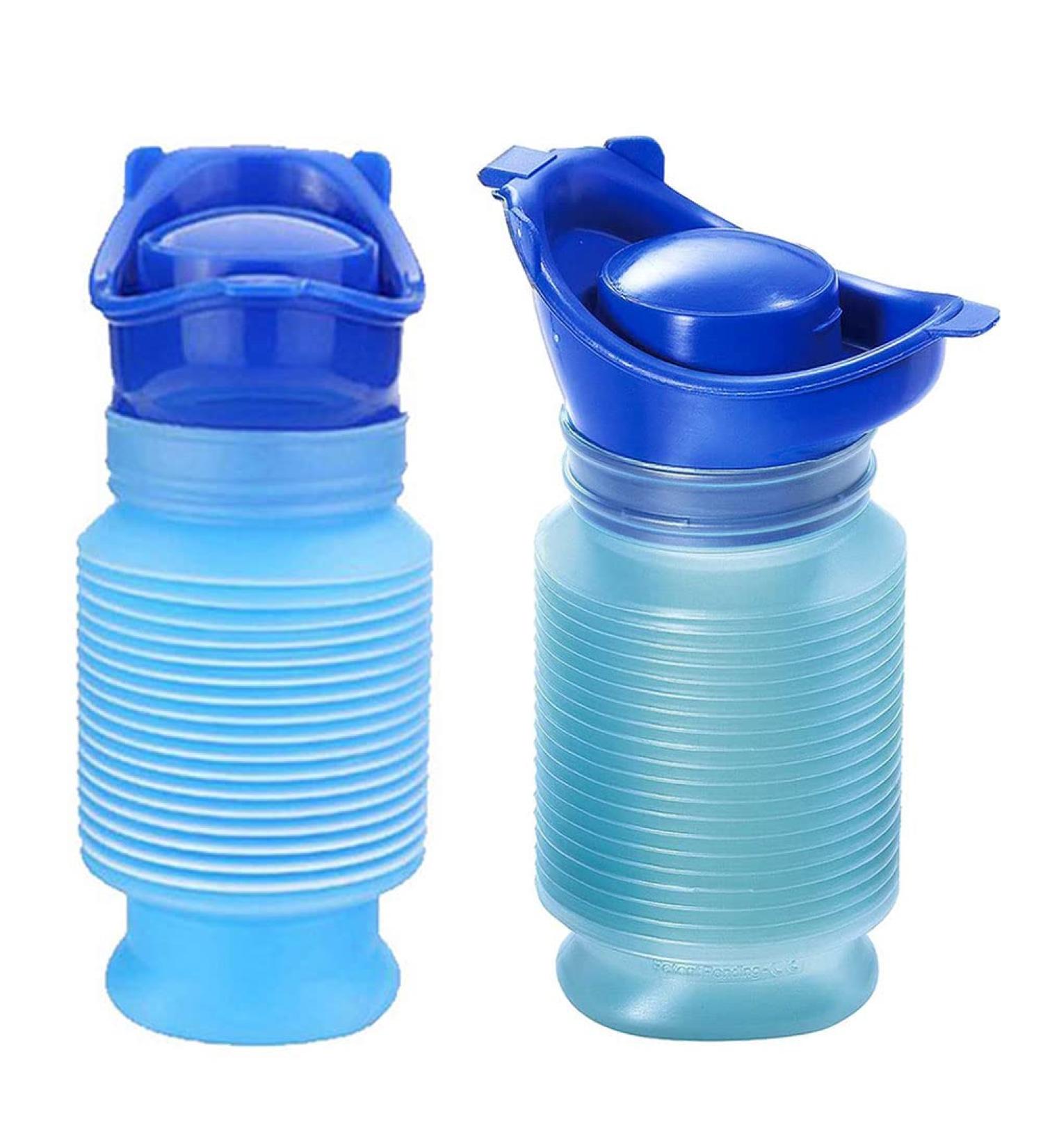 Set of 2 Collapsible Portable Travel Urinals for Men, Women & Kids - Reusable Personal Pee Bottles for Camping, Road Trips - Blue - Buy Online on GoSupps.com