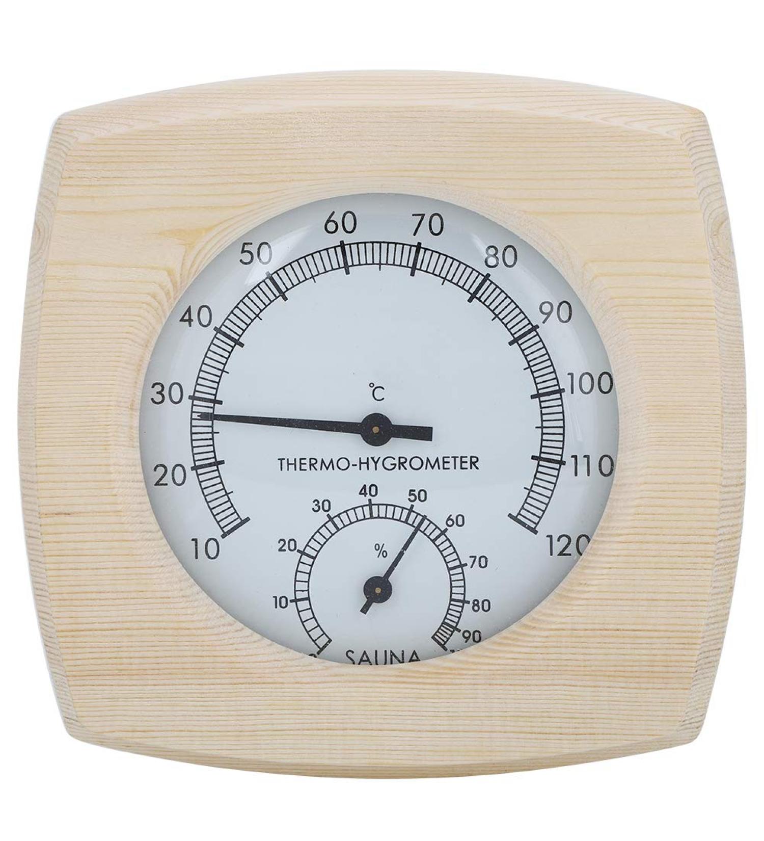 Natudeco Wooden Thermo Hygrometer | Indoor Thermometer for Bathroom & Sauna Accessories | Accurate Humidity & Temperature Measurement - Buy Online on GoSupps.com