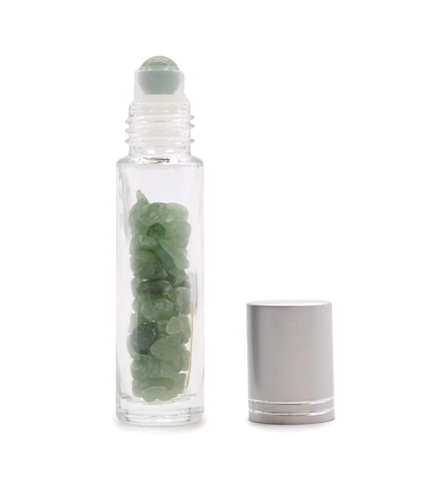 Gemstone Essential Oil Roller Bottle - Aventurine - Silver Cap - Buy Online on GoSupps.com