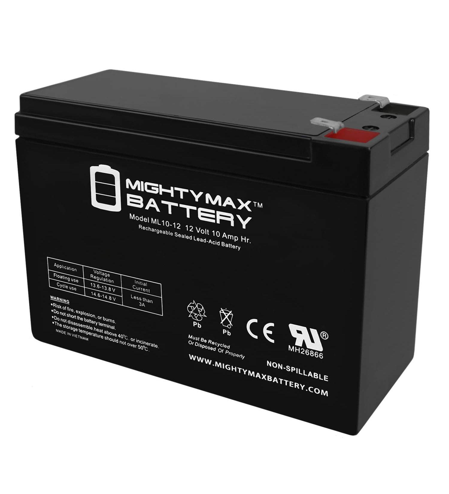 Mighty Max 12V 10AH SLA Battery Replacement for DURA12-10F2 | International Shipping Available - Buy Online on GoSupps.com