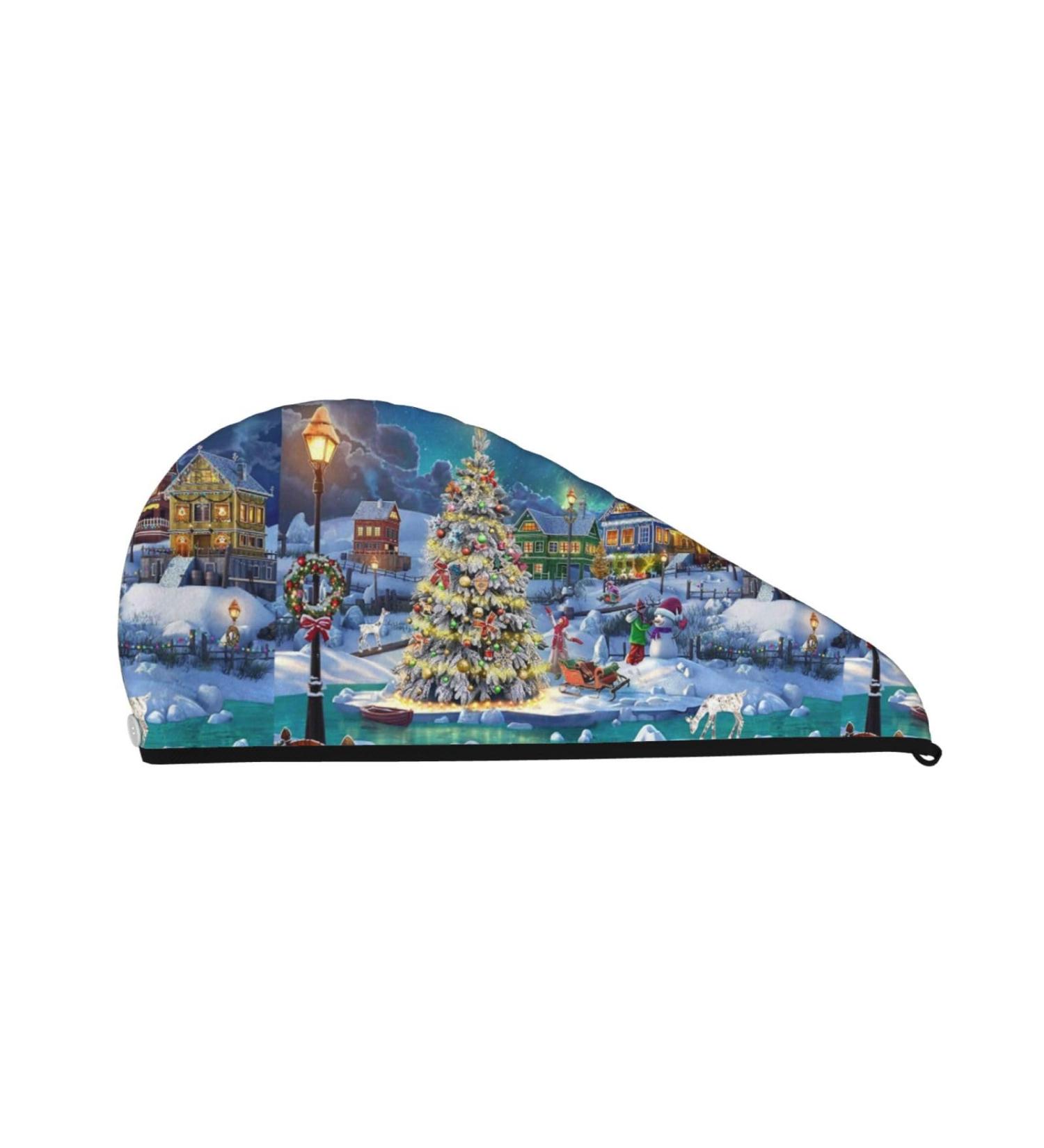 Hair Towel Wrap - Fast-Drying Towel Turban for Quick Hair Drying - Christmas Tree Design - Buy Online on GoSupps.com